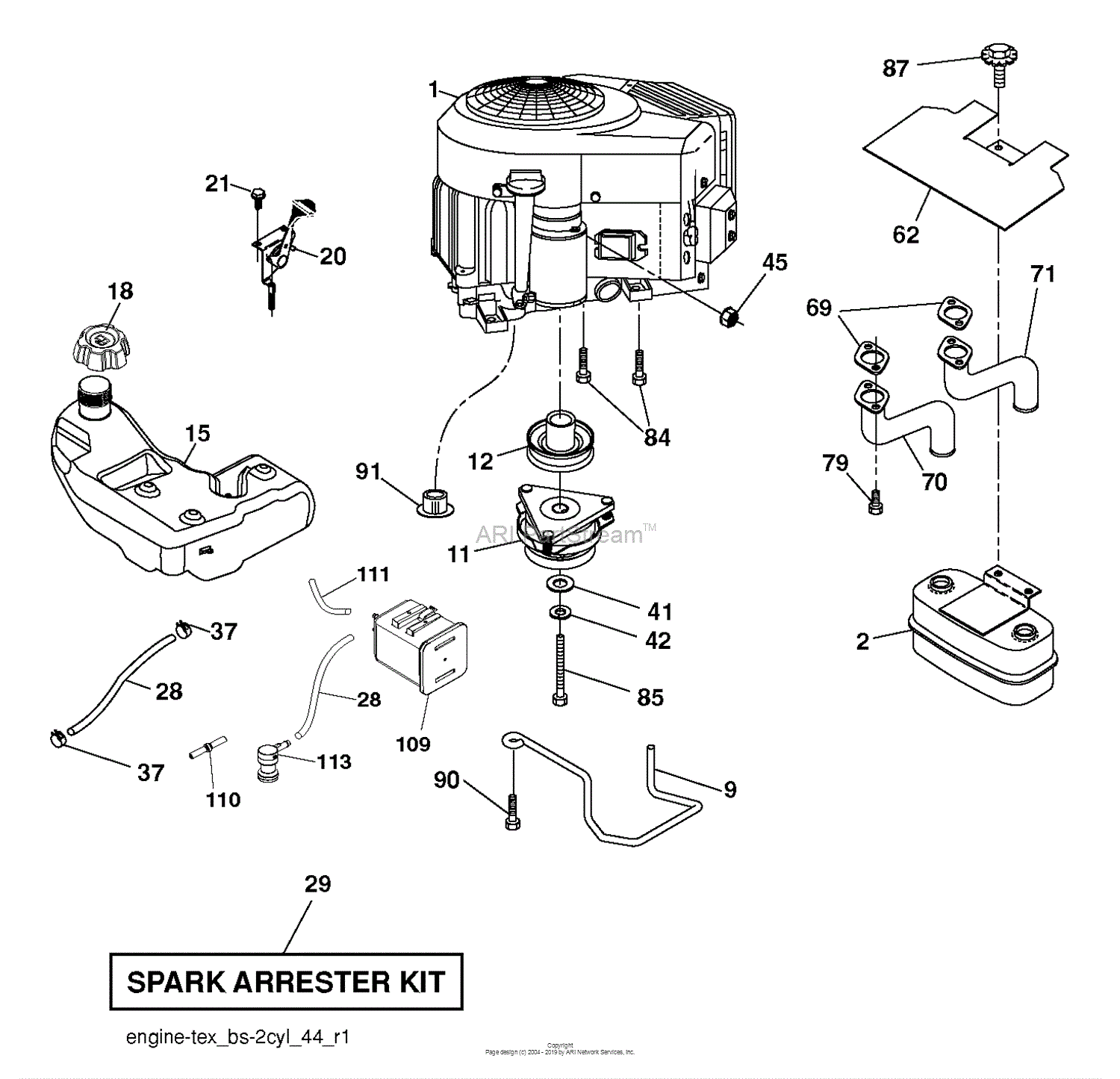 Husqvarna YTH26V54 - 96043013202 (2012-08) Parts Diagram for ENGINE