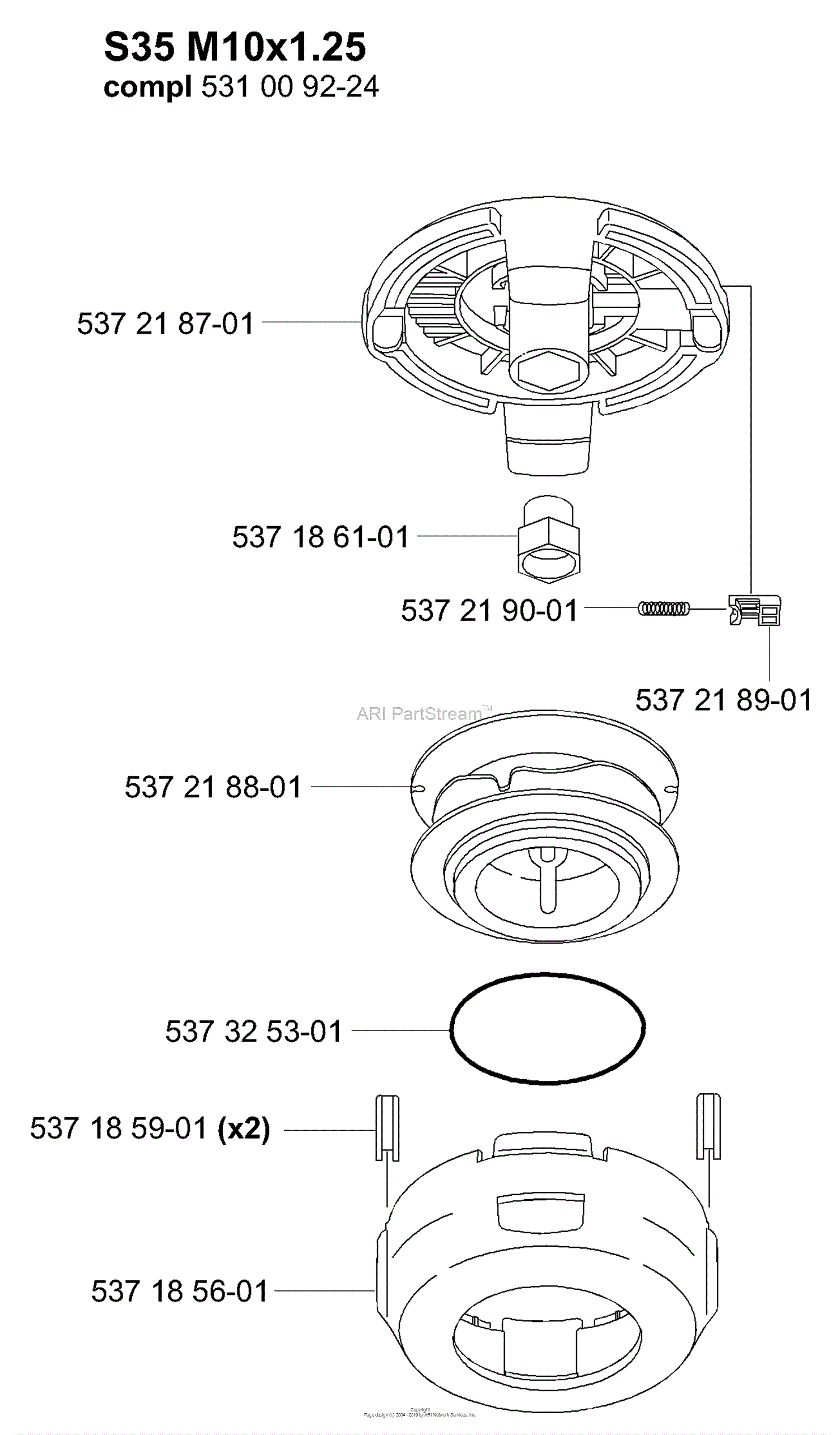 Husqvarna S35 Trimmer Head (2004-01) Parts Diagram for General Assembly