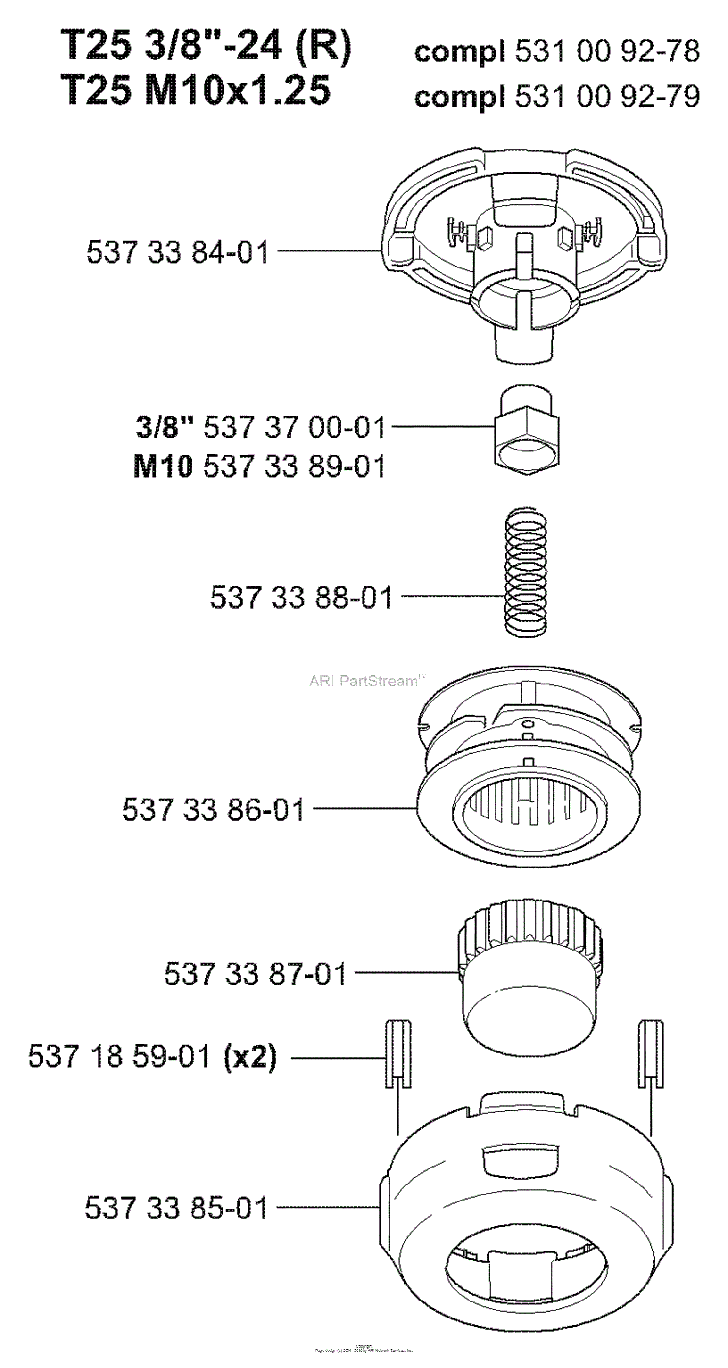 Husqvarna Trimmer Heads (2005-01) Parts Diagram for T-25