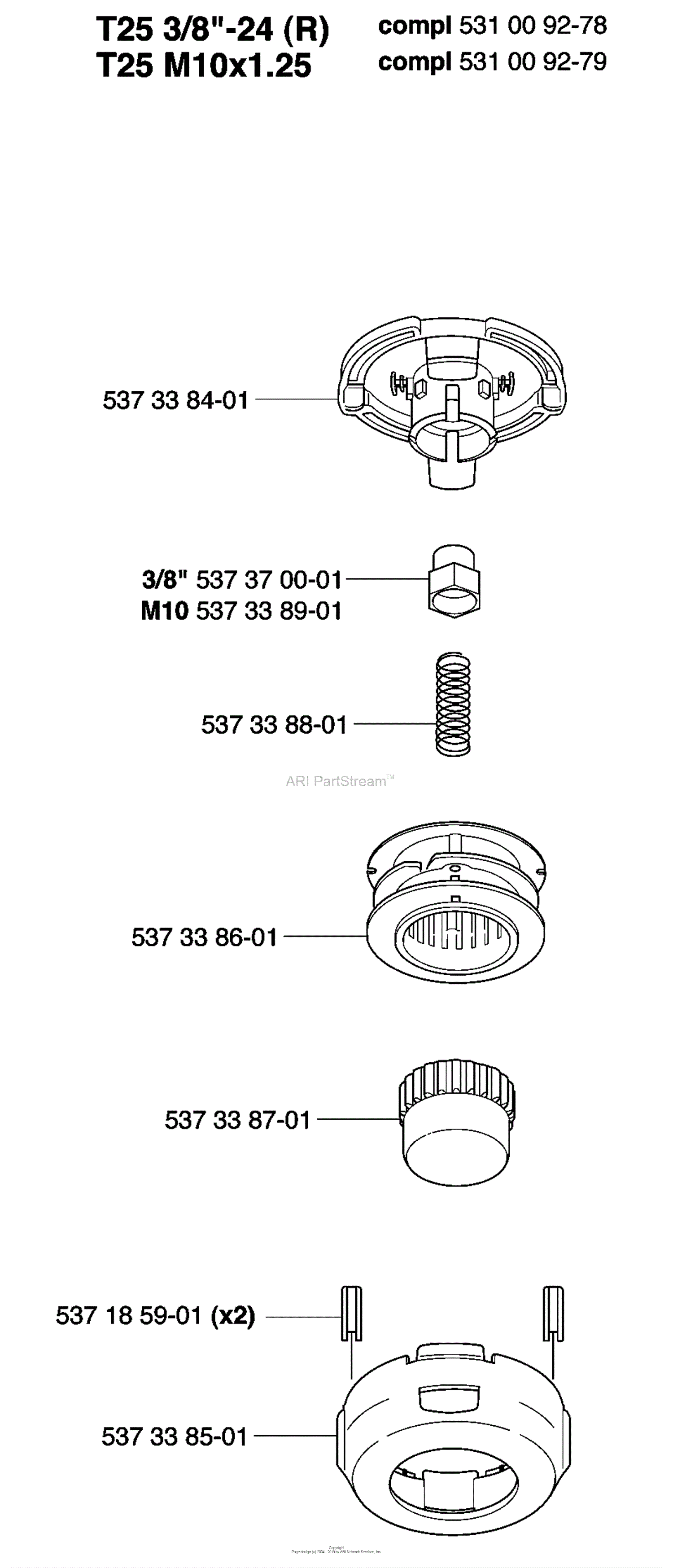 Husqvarna Trimmer Heads (2007-04) Parts Diagram for T25