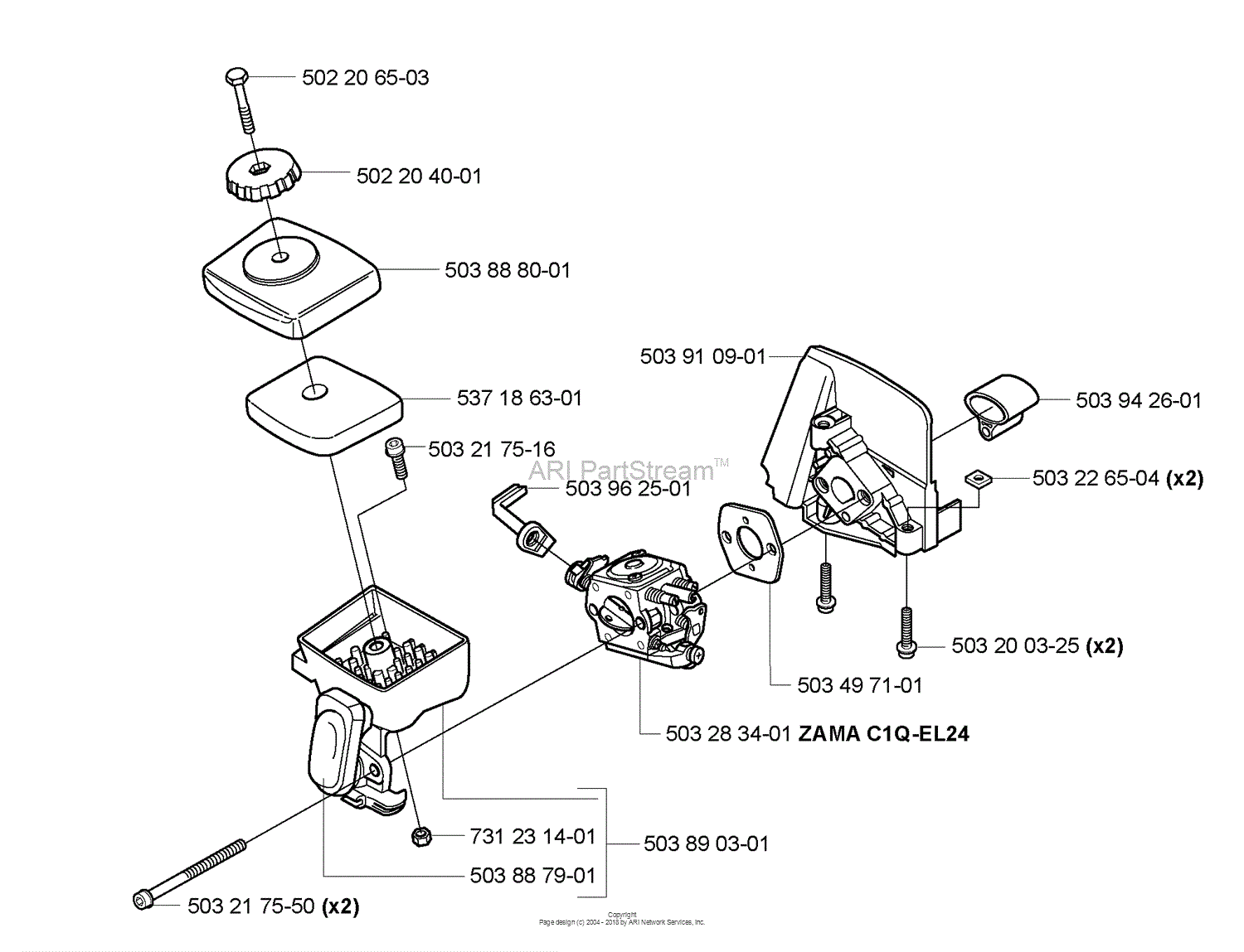 Husqvarna 223 L (USA) (2005-04) Parts Diagram for Air Filter/Carburetor