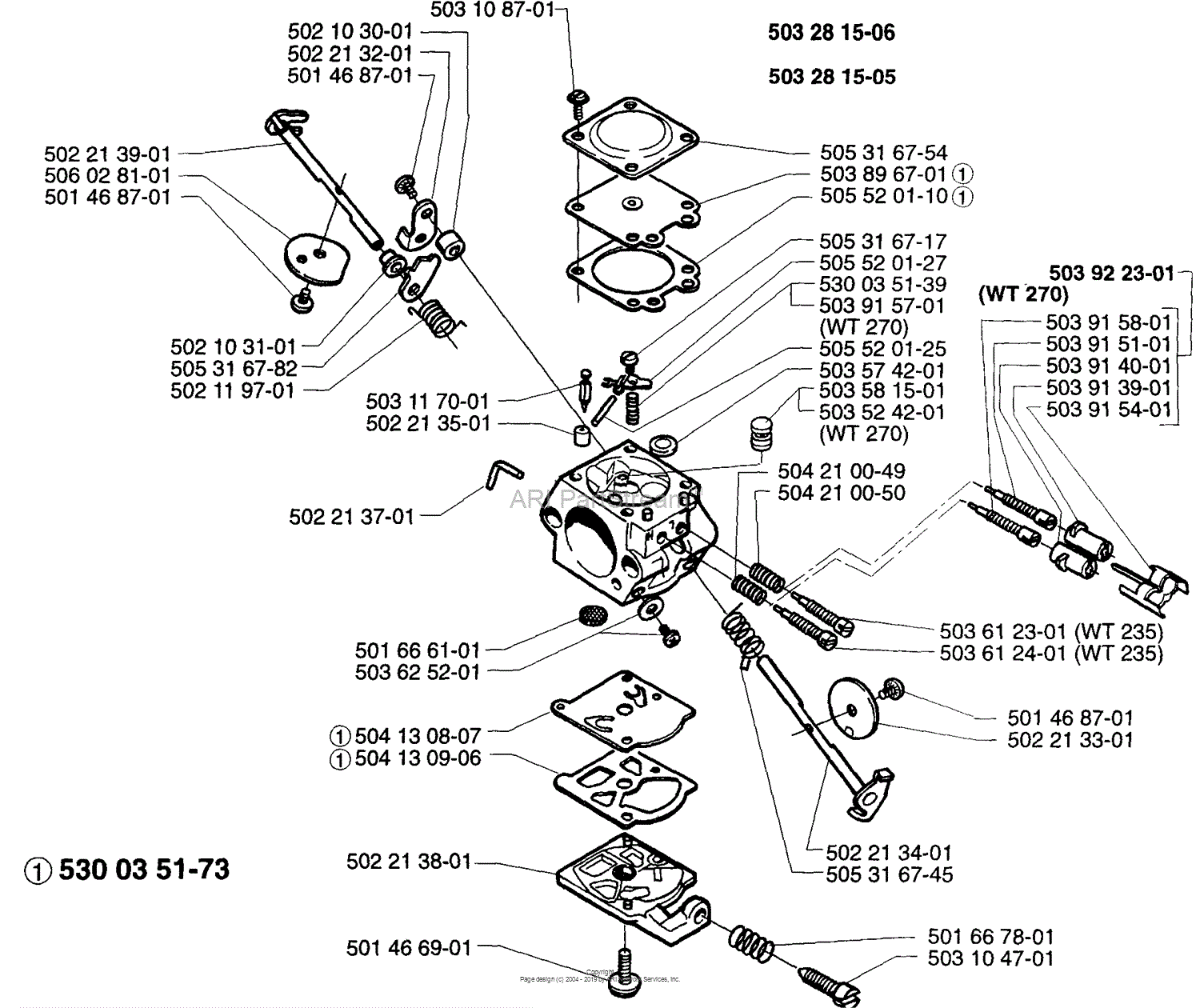 Husqvarna 225 E (1997-02) Parts Diagram for Carburetor Parts