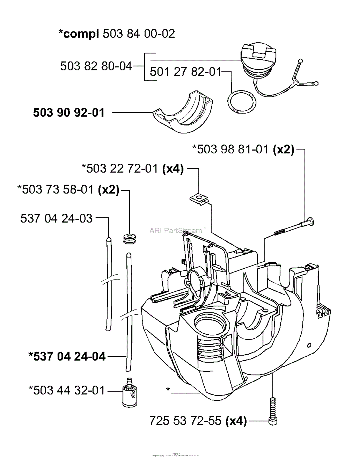 Husqvarna 225 LD (2000-10) Parts Diagram for Fuel Tank/Crankcase