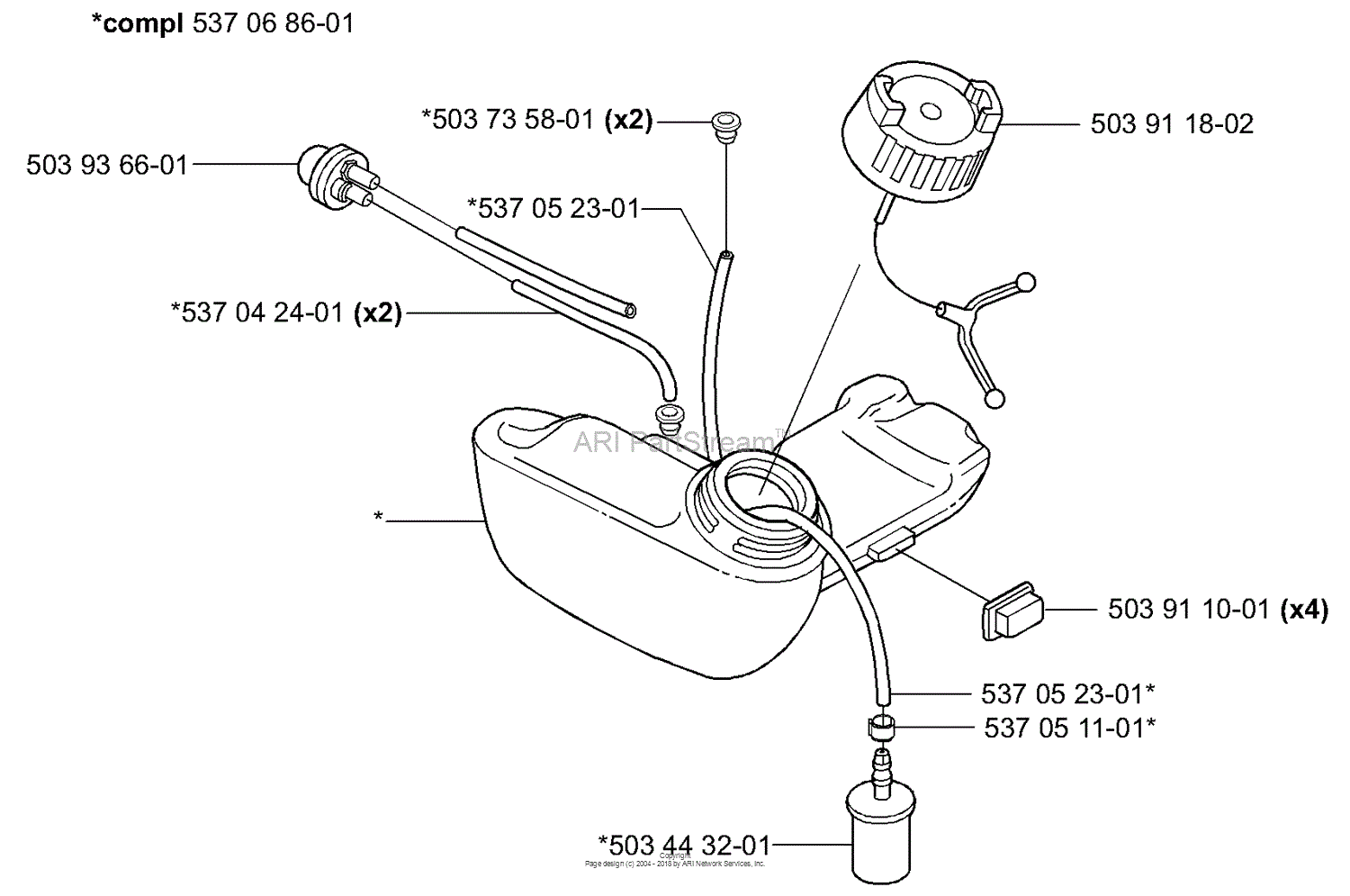 Husqvarna 326 L (2001-03) Parts Diagram for Fuel Tank