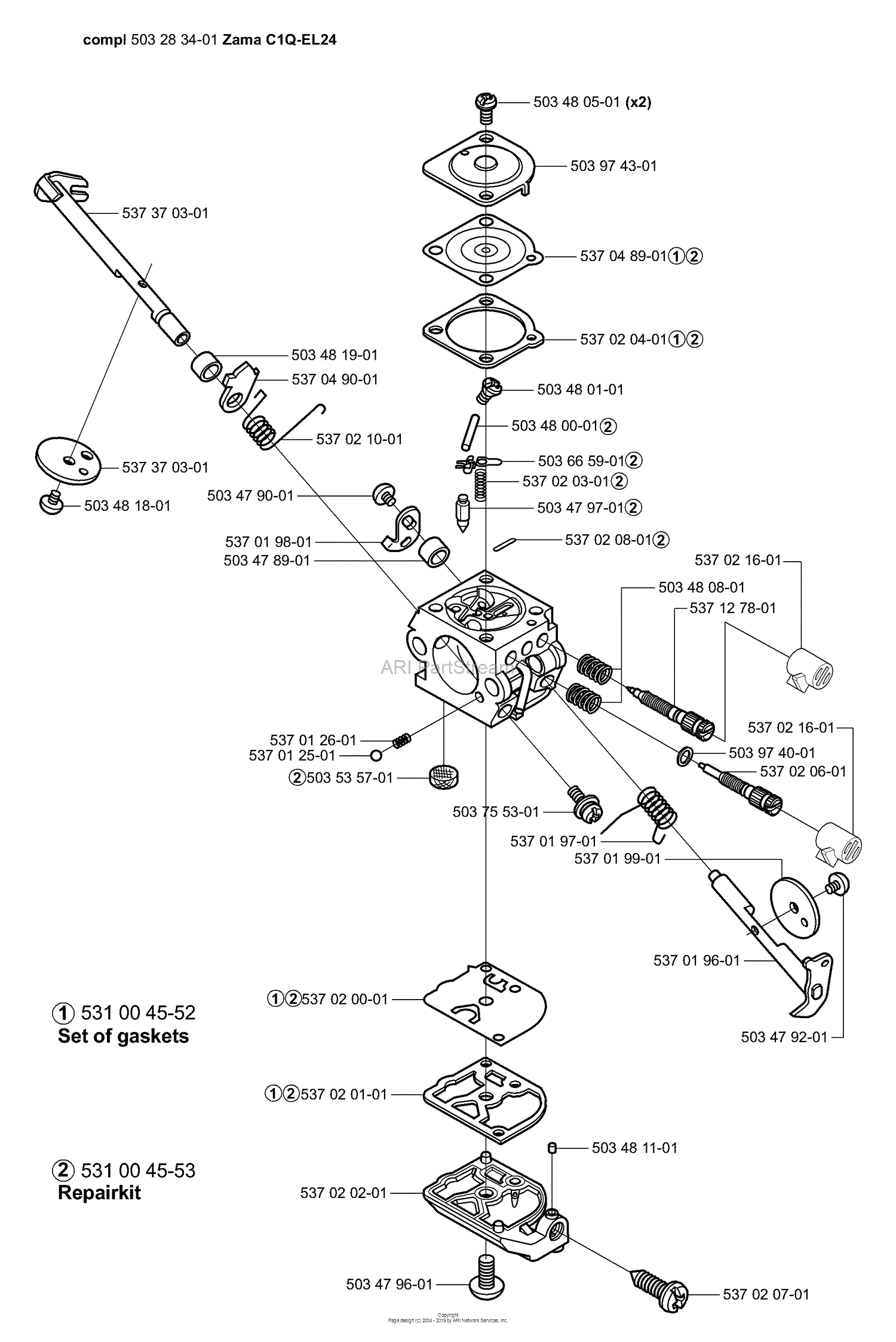 Husqvarna 326 L (2006-04) Parts Diagram for Carburetor Parts (Zama C1Q