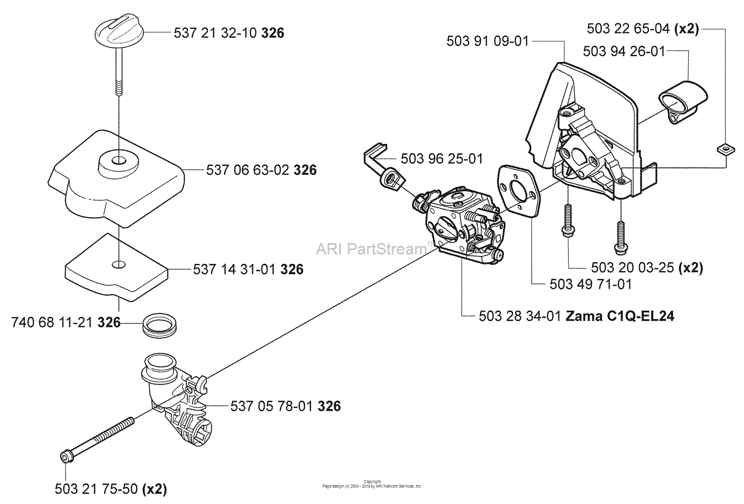 Husqvarna 326 LS (2009-05) Parts Diagram for Air Filter / Intake