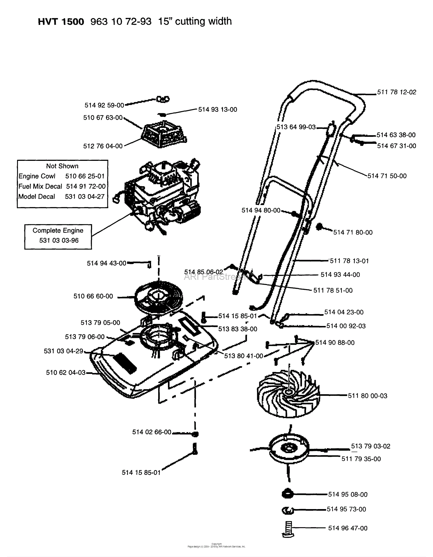 Husqvarna HVT 1500 (199705) Parts Diagram for Hovering Trimmer