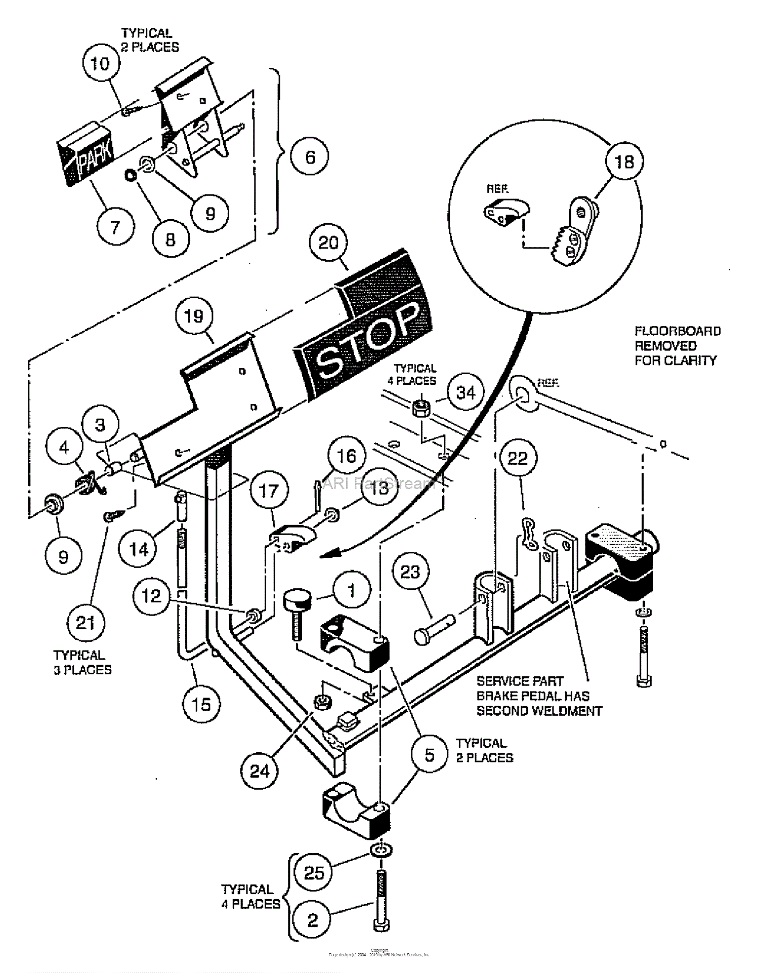 Husqvarna HUV 4210 G (2005-06) Parts Diagram for Brake Pedal And Cable ...