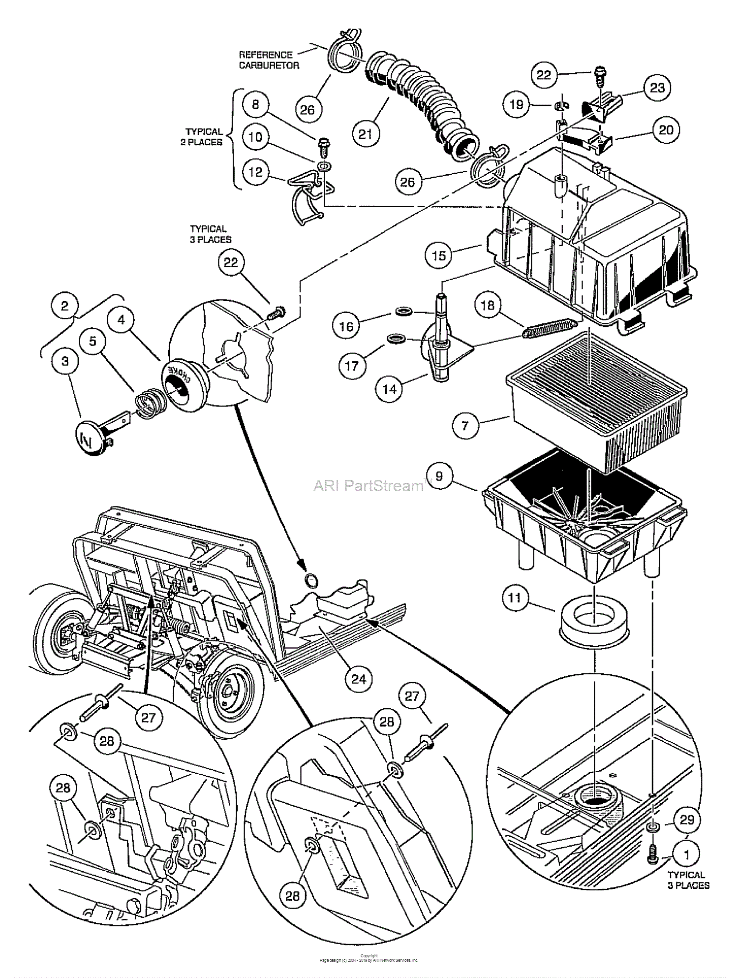 Husqvarna Huv 4210 Gxp 2005 06 Parts Diagram For Intake Duct Choke And Air Box Assembly