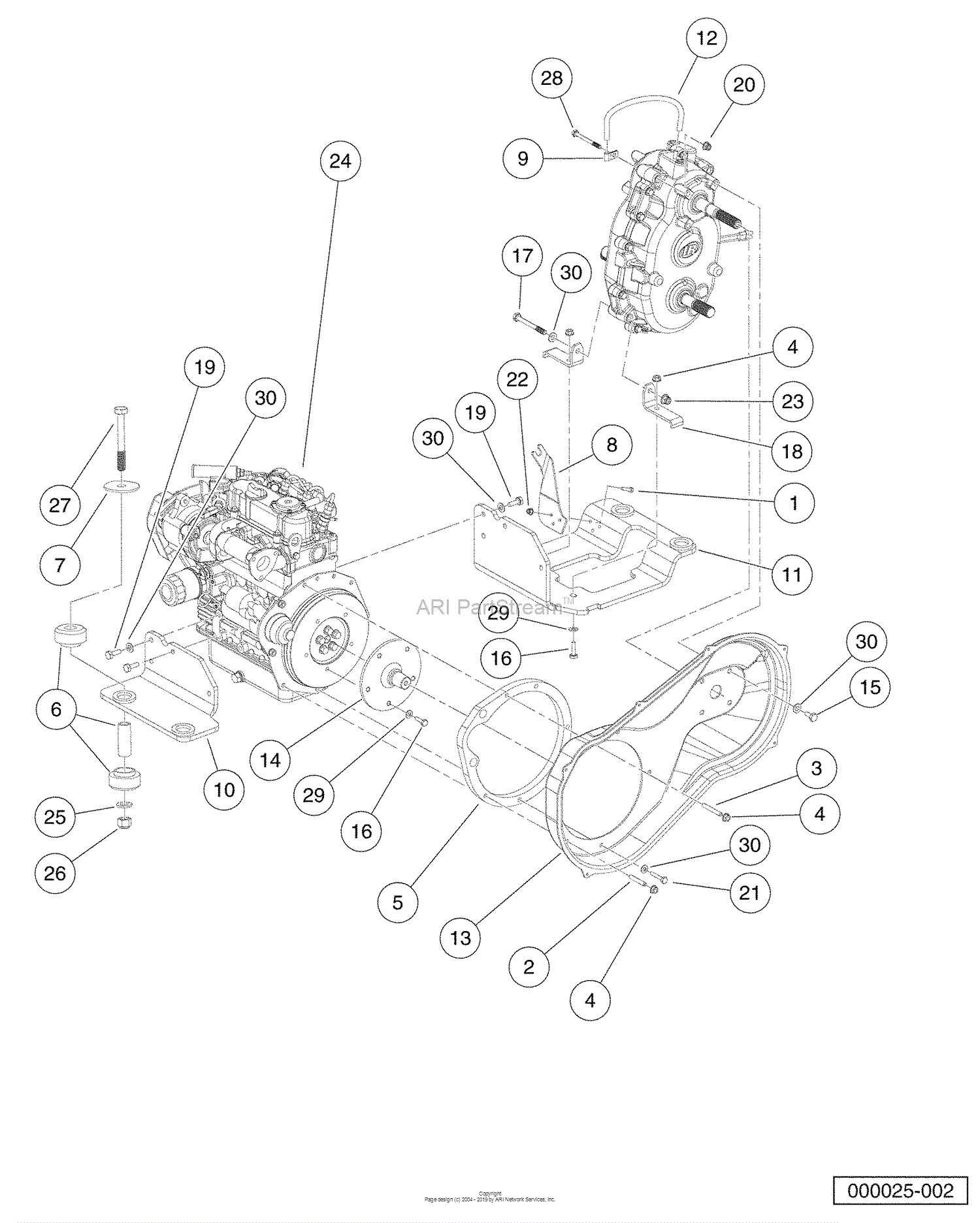 Husqvarna HUV 4421 GXP (2008-01) Parts Diagram for Kubota D722 Diesel ...