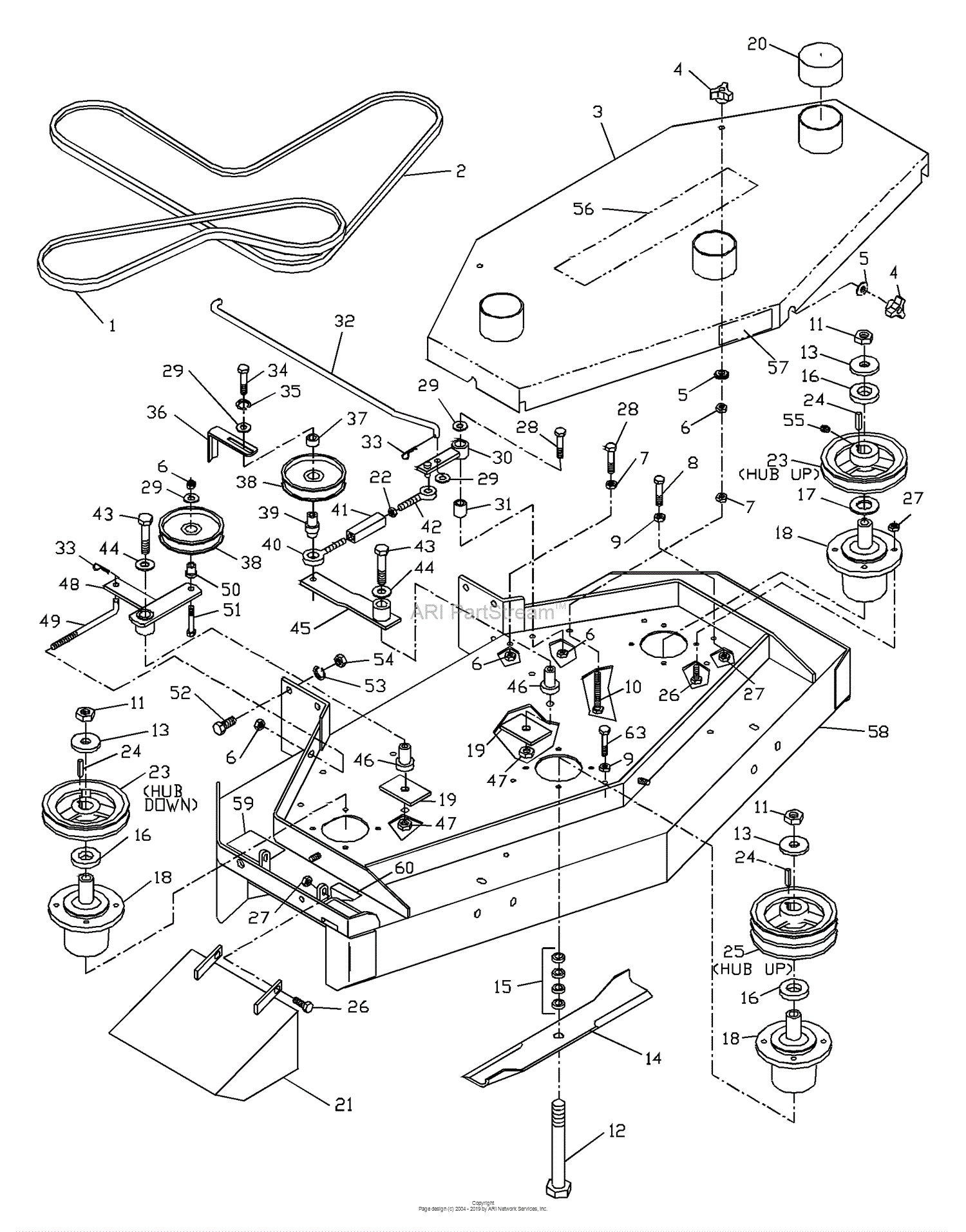 Husqvarna W 4815 (2001-02) Parts Diagram for Front Deck