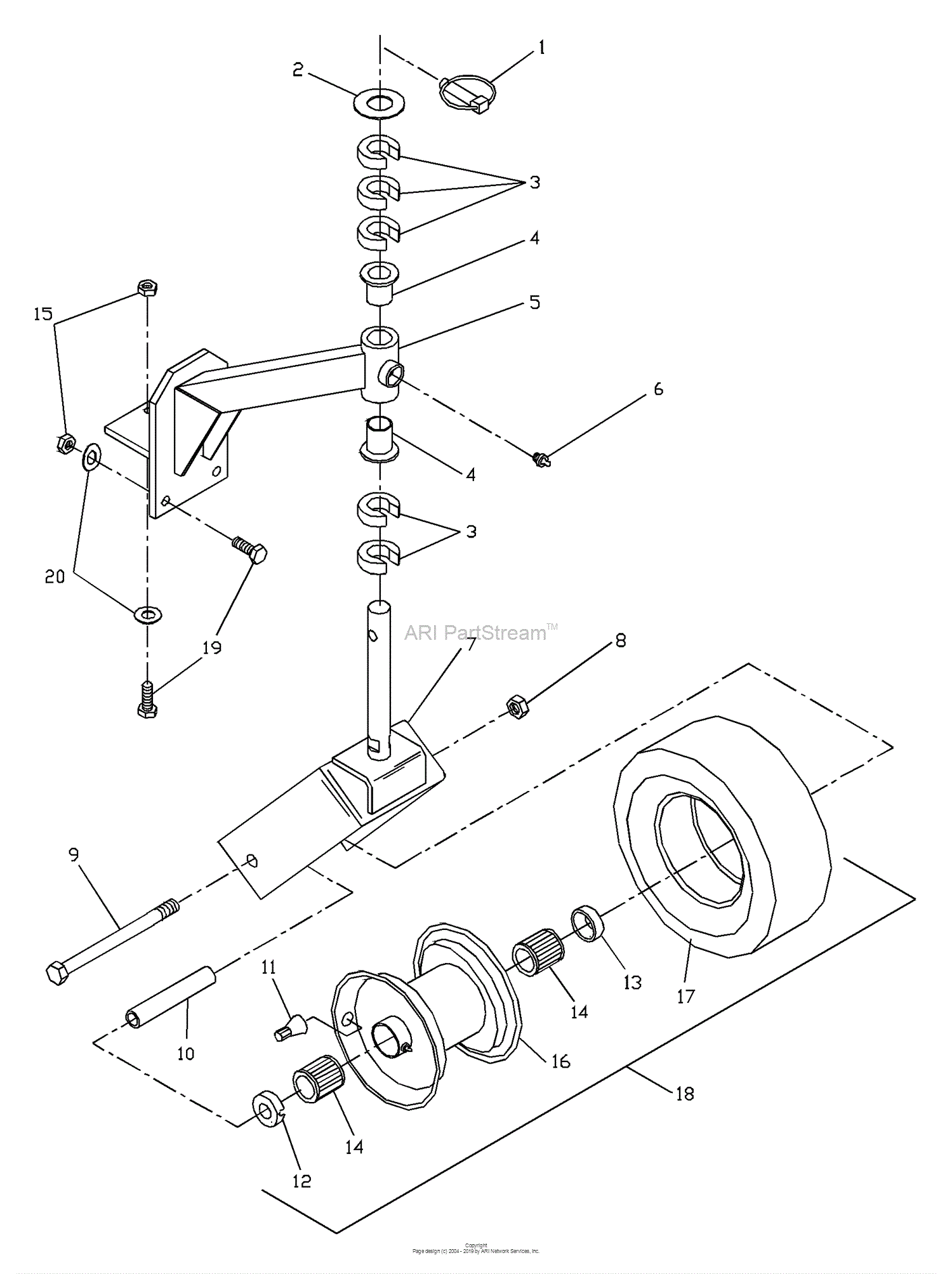 Husqvarna WH 3614 (2001-02) Parts Diagram for Front Caster