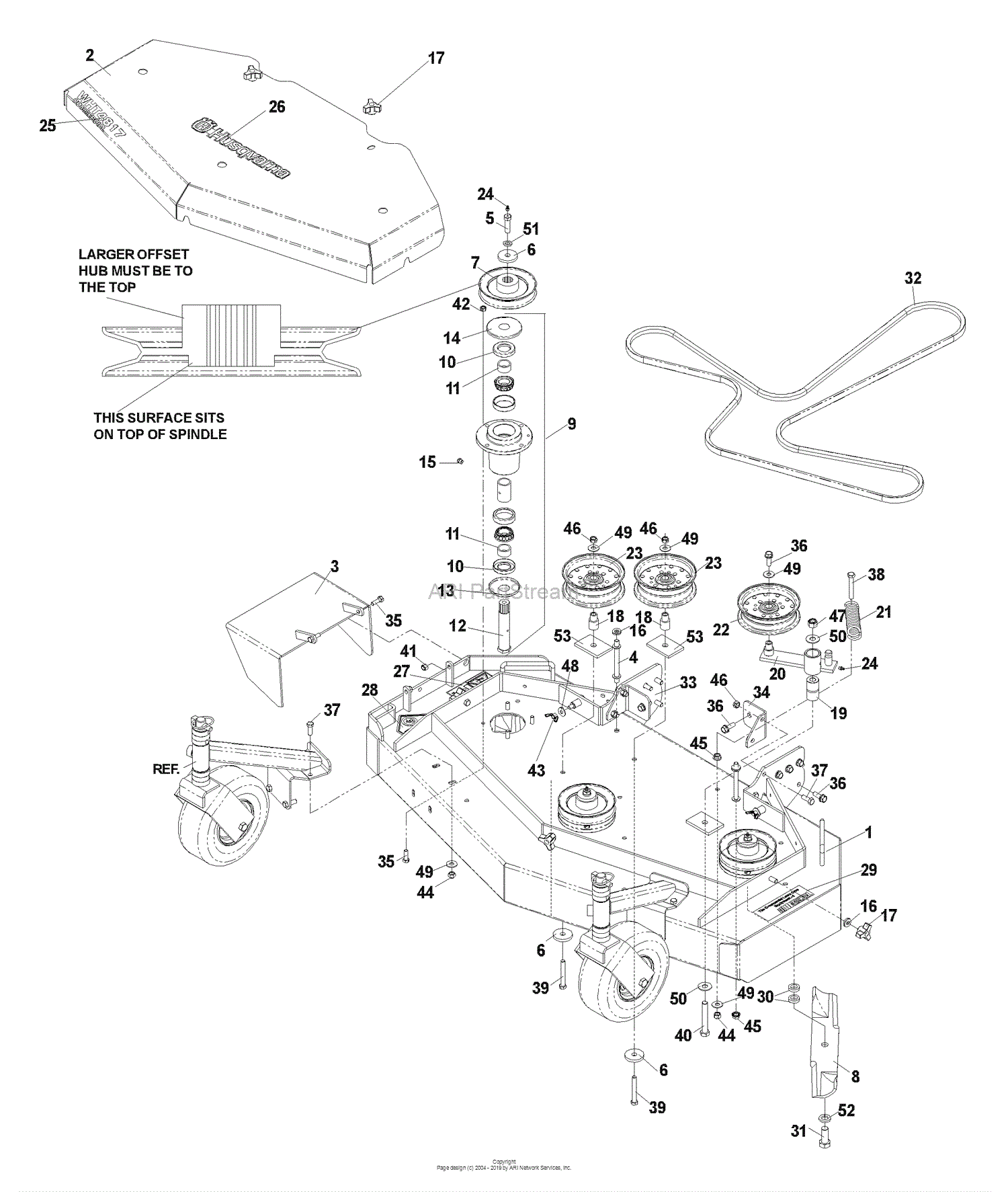 Husqvarna WHT 4817 (968999238) (2004-09) Parts Diagram for Deck ...