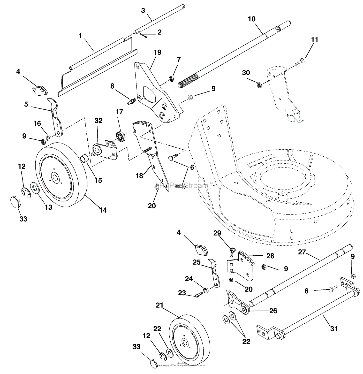 Husqvarna 580 RSW (2000-11) Parts Diagram for Wheels And Adjusters