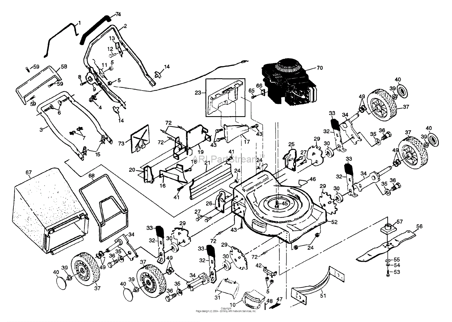 Husqvarna H 51 (954140045A) (1998-02) Parts Diagram for Rear Bagger Mower