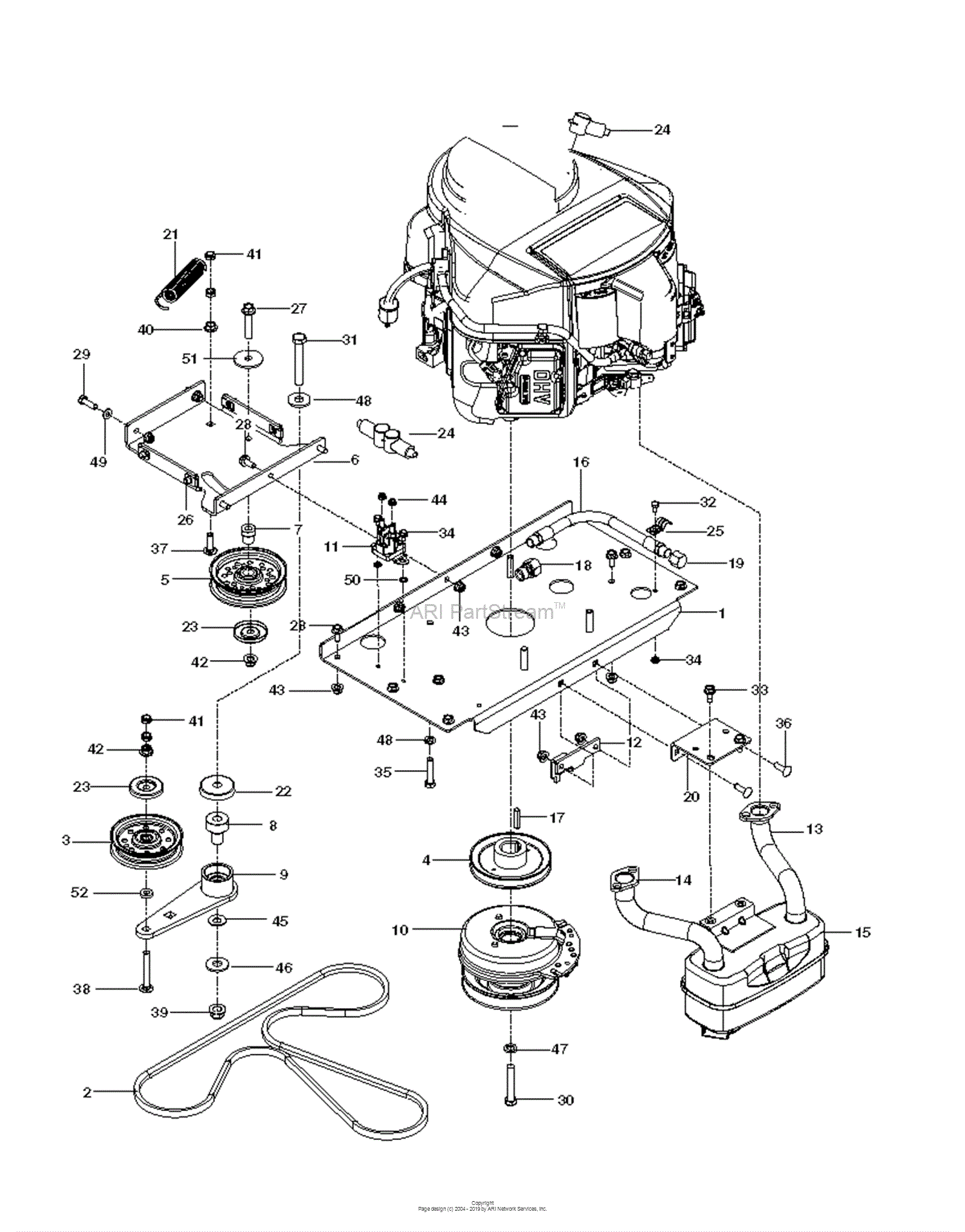 Husqvarna MZ5424SR - 967003904 (2013-01) Parts Diagram for ENGINE PLATE