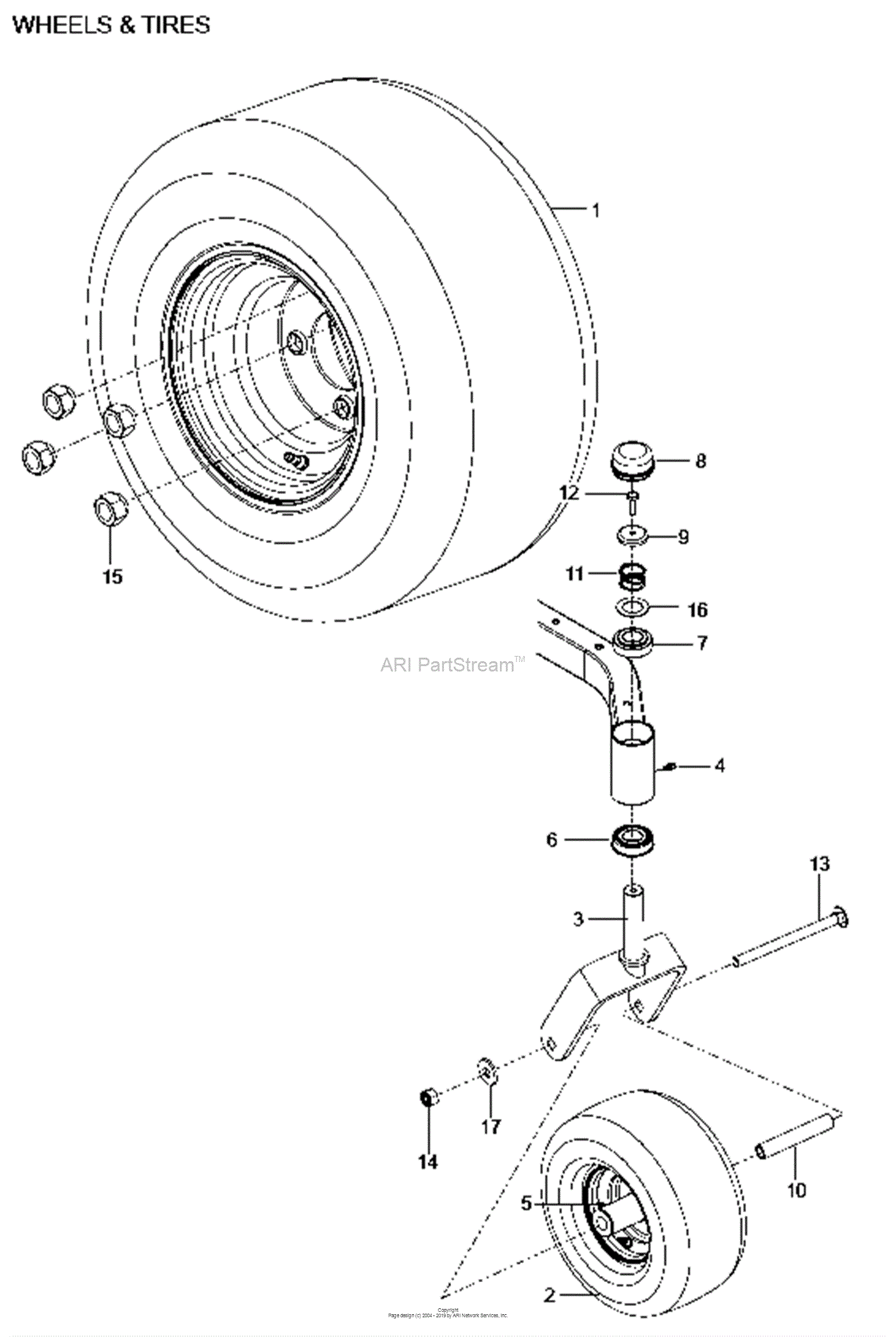 Husqvarna Z 254 - 96766550100 (2017-02) Parts Diagram for WHEELS TIRES