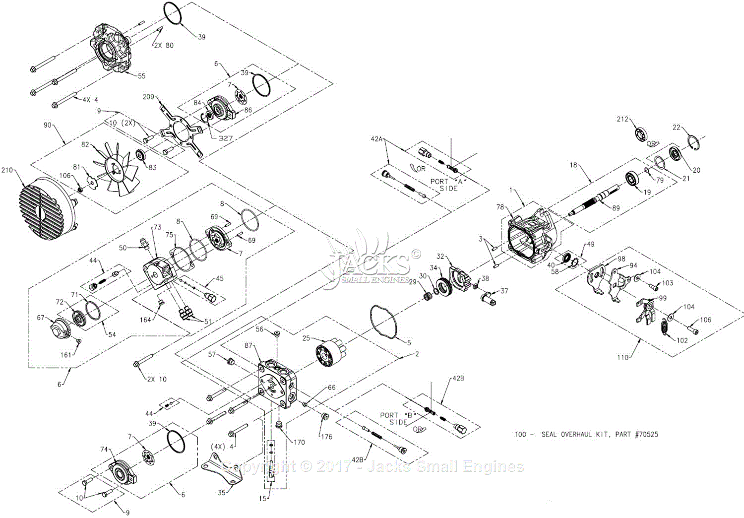 Hydro Gear PJ-2AGG-EA1X-XXXX Parts Diagram for Pump Before SN 8001PXXXXX