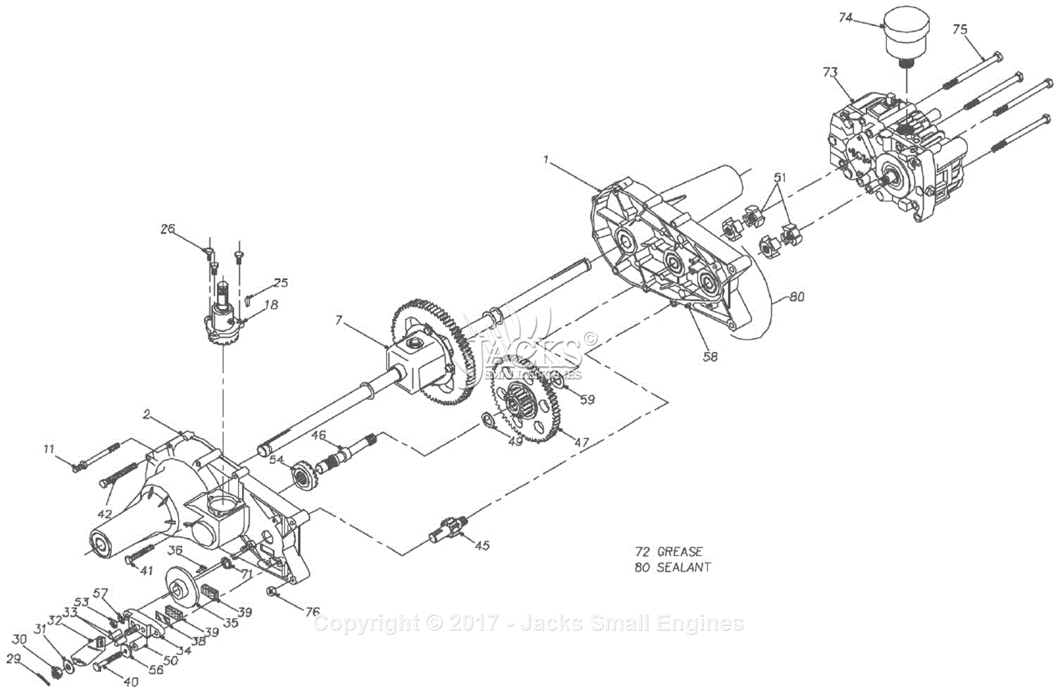 Hydro Gear Transaxle Parts Diagram for 138558 Parts Breakdown