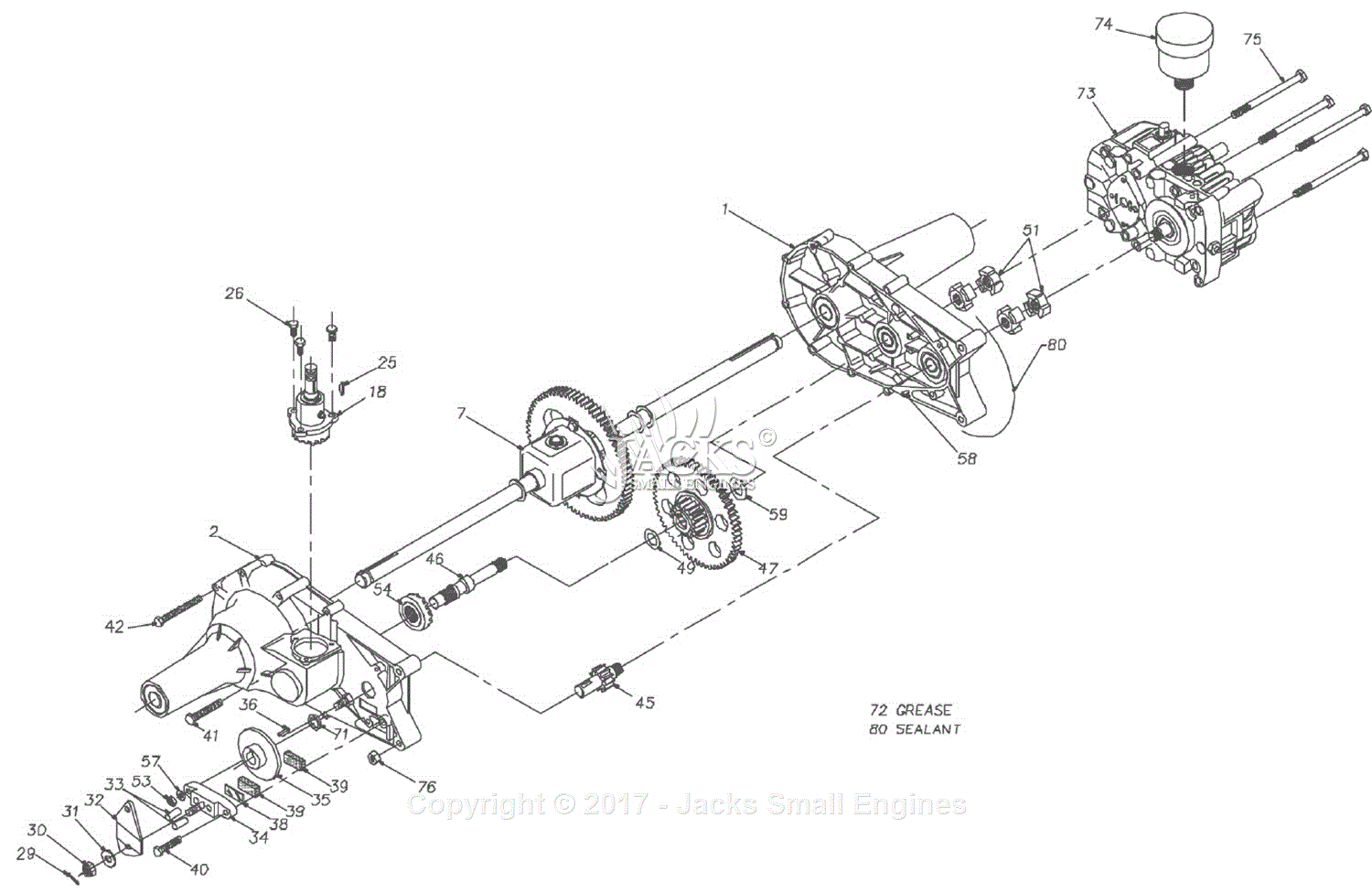 Hydro Gear 211-1010s Parts Diagram for Transaxle