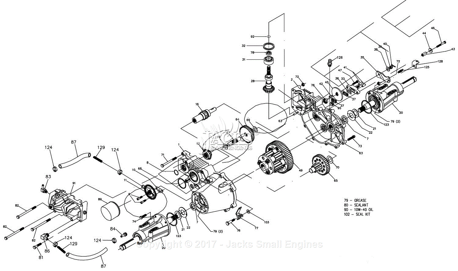 Hydro Gear 224-3010L Parts Diagram for Transaxle