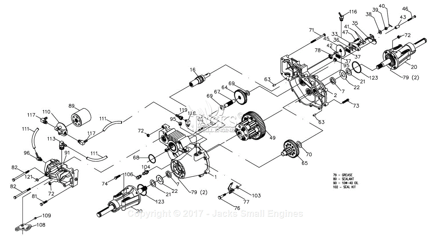 Hydro Gear 227-3010L Parts Diagram for Transaxle