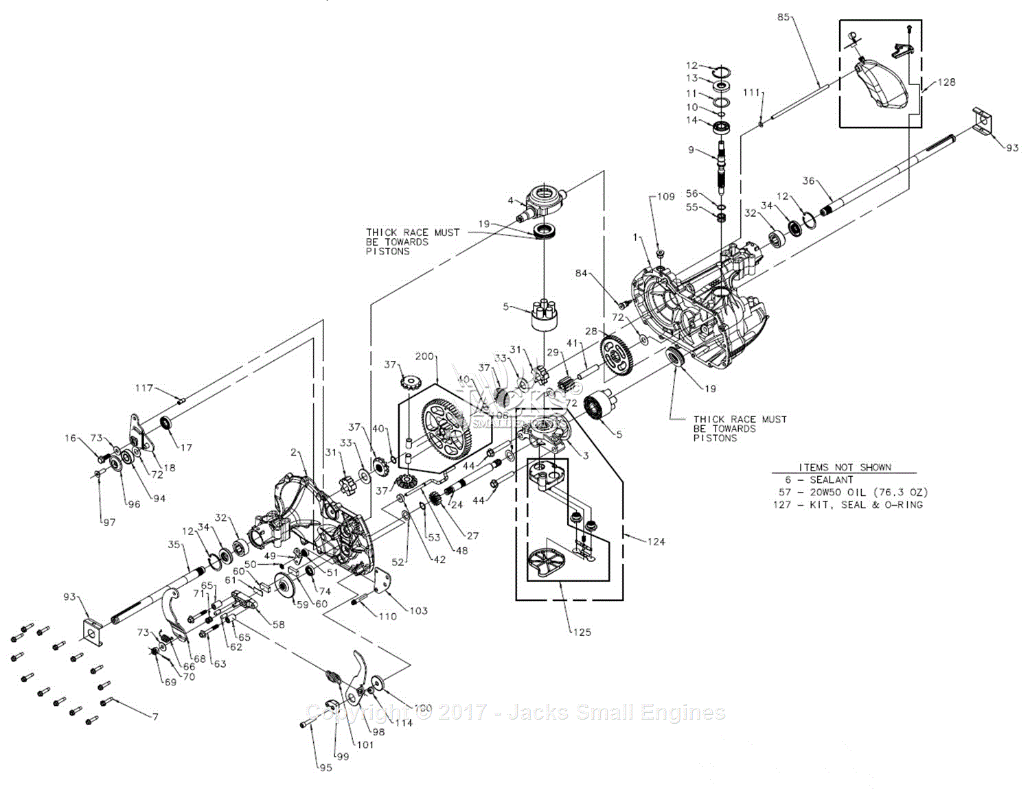 Hydro Gear 104-1760 Parts Diagram for Transaxle