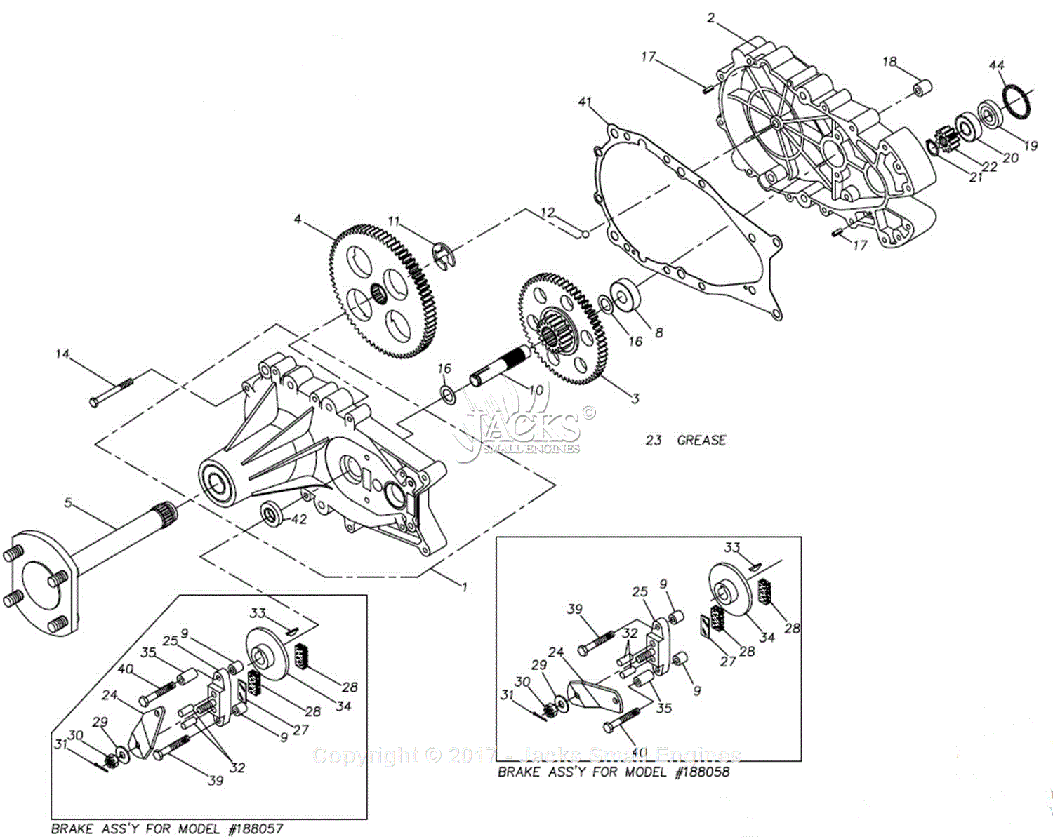 Hydro Gear 188058 Parts Diagram for Transaxle