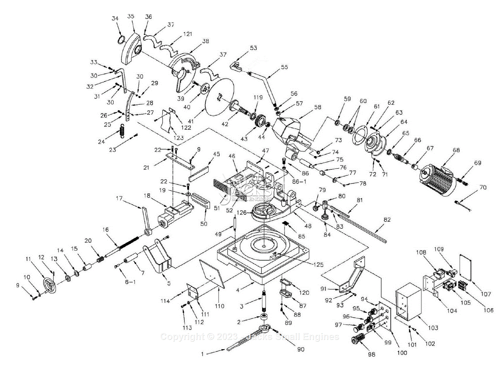 Jet Tools Parts List 1 - CS-275 Parts Diagram for Parts List 1