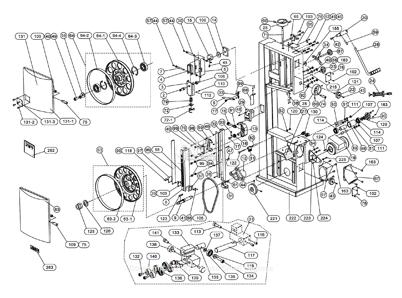 Jet Tools JWBS-14SFX 14-inch Woodworking Bandsaw Parts Diagram for ...