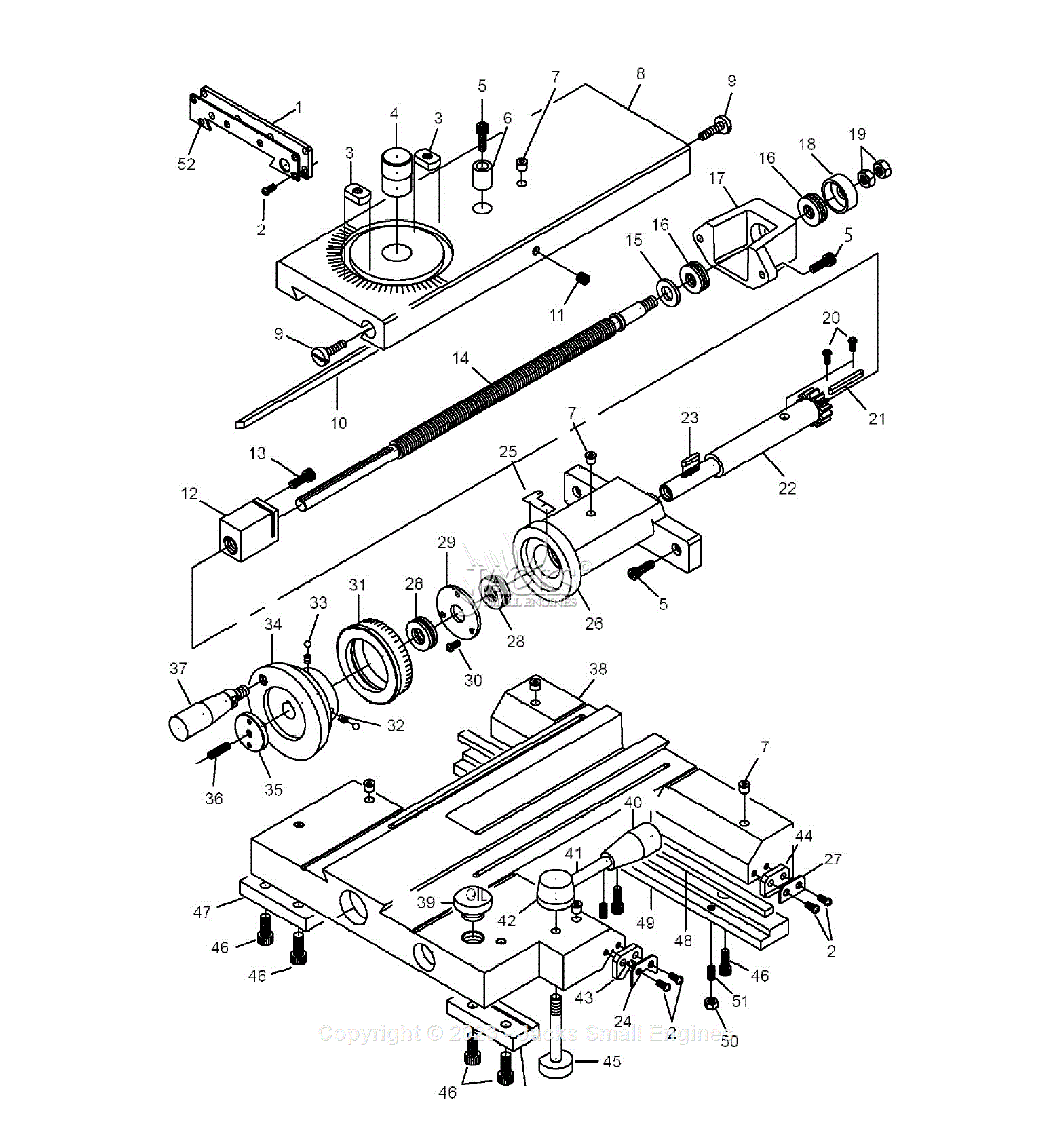 Jet Tools Lathe E Vs E Vs Parts Diagram For Parts List Carriage Assembly