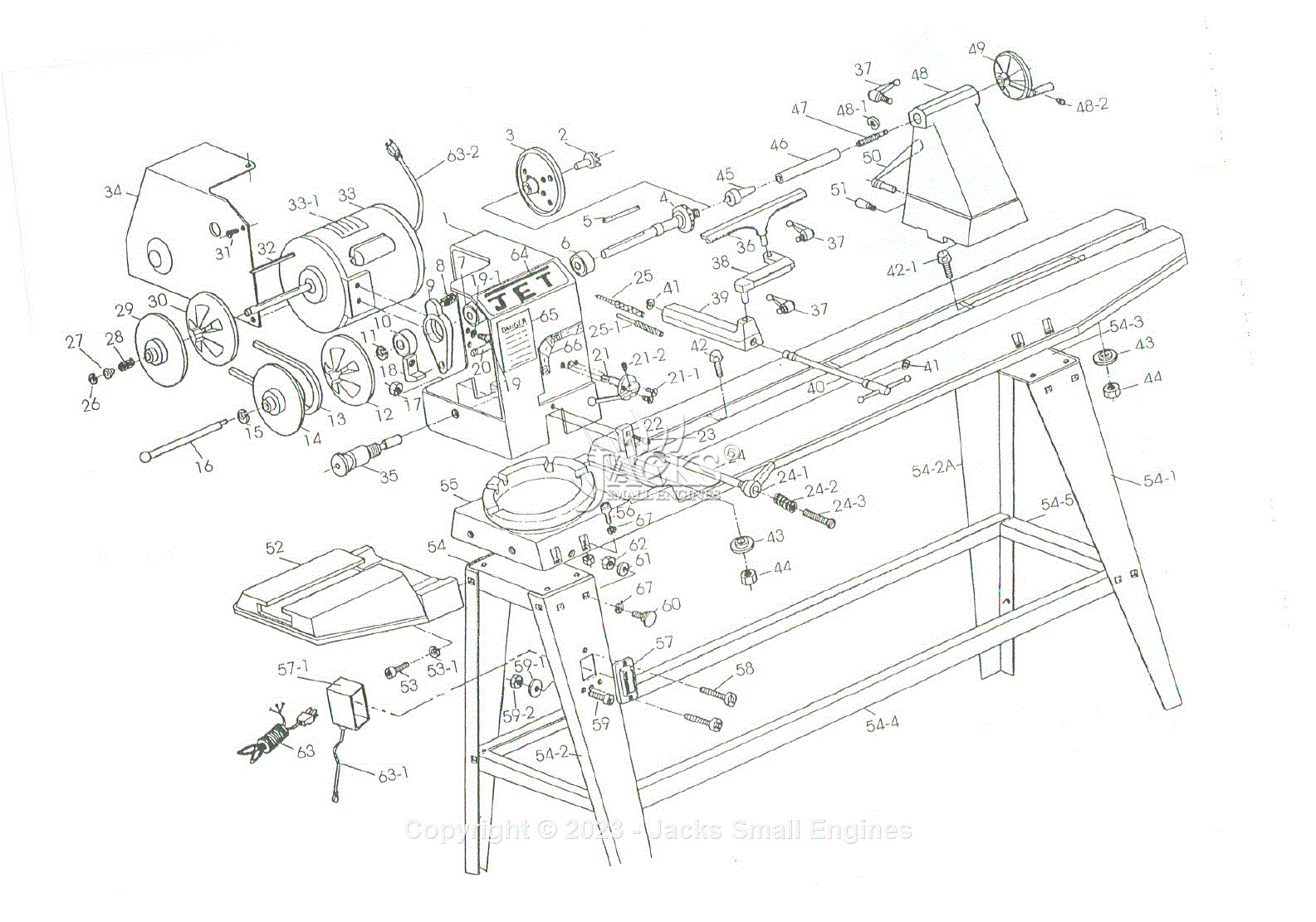 Jet Tools 708352 12 Inch X 34 12 Inch Wood With Stand Parts Diagram For Parts List 