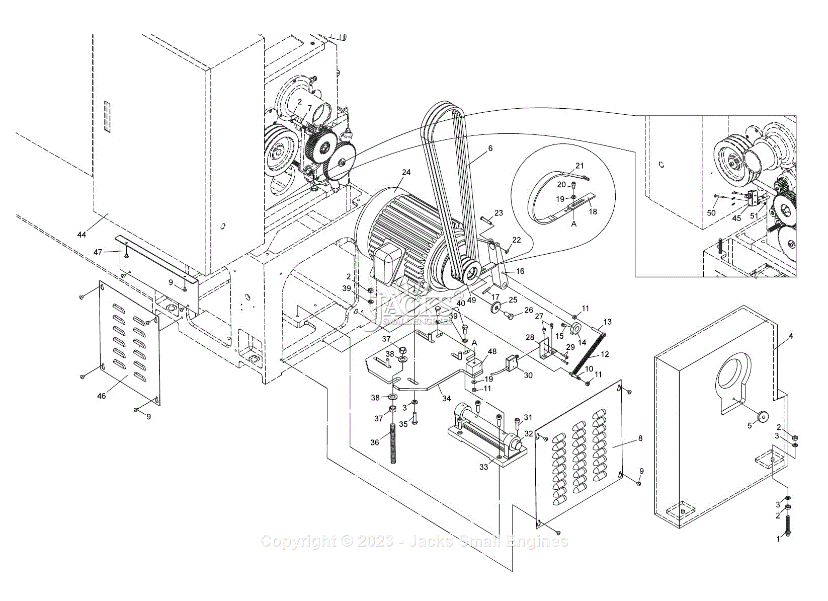 Jet Tools Egh Egh Lathe Parts Diagram For Parts List Main Motor Assembly