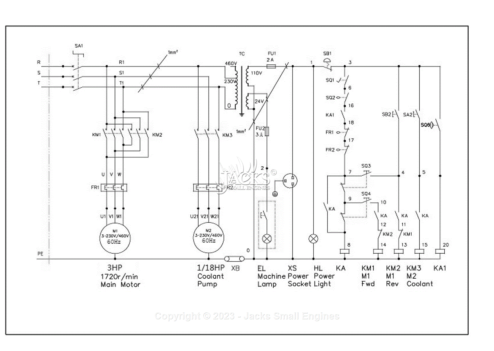 Jet Tools GH-1340W GH-1440W Lathes 321810-1 Parts Diagram for Wiring