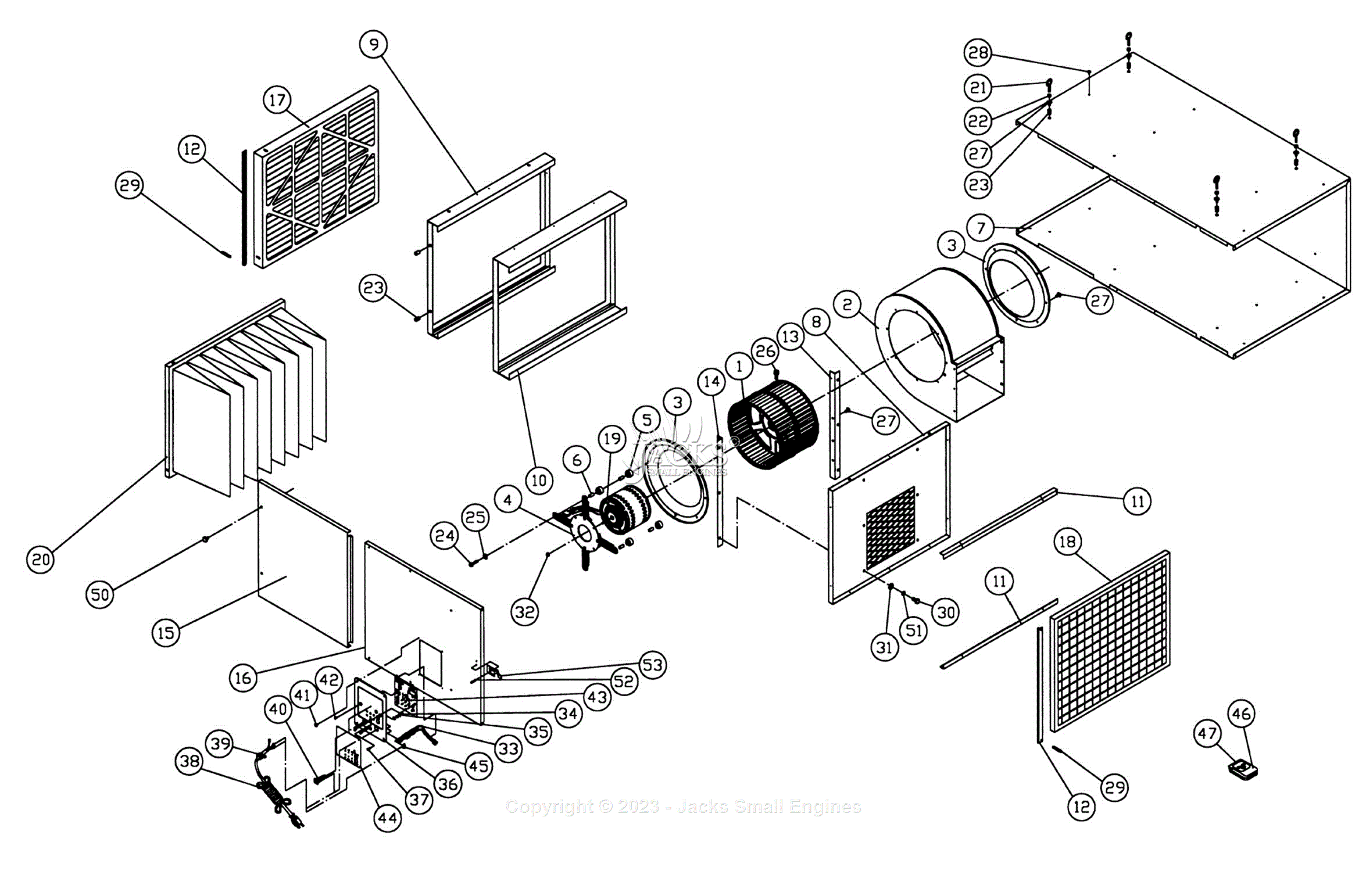 Jet Tools 708615 3-Speed, With Remote Control Parts Diagram for Parts List