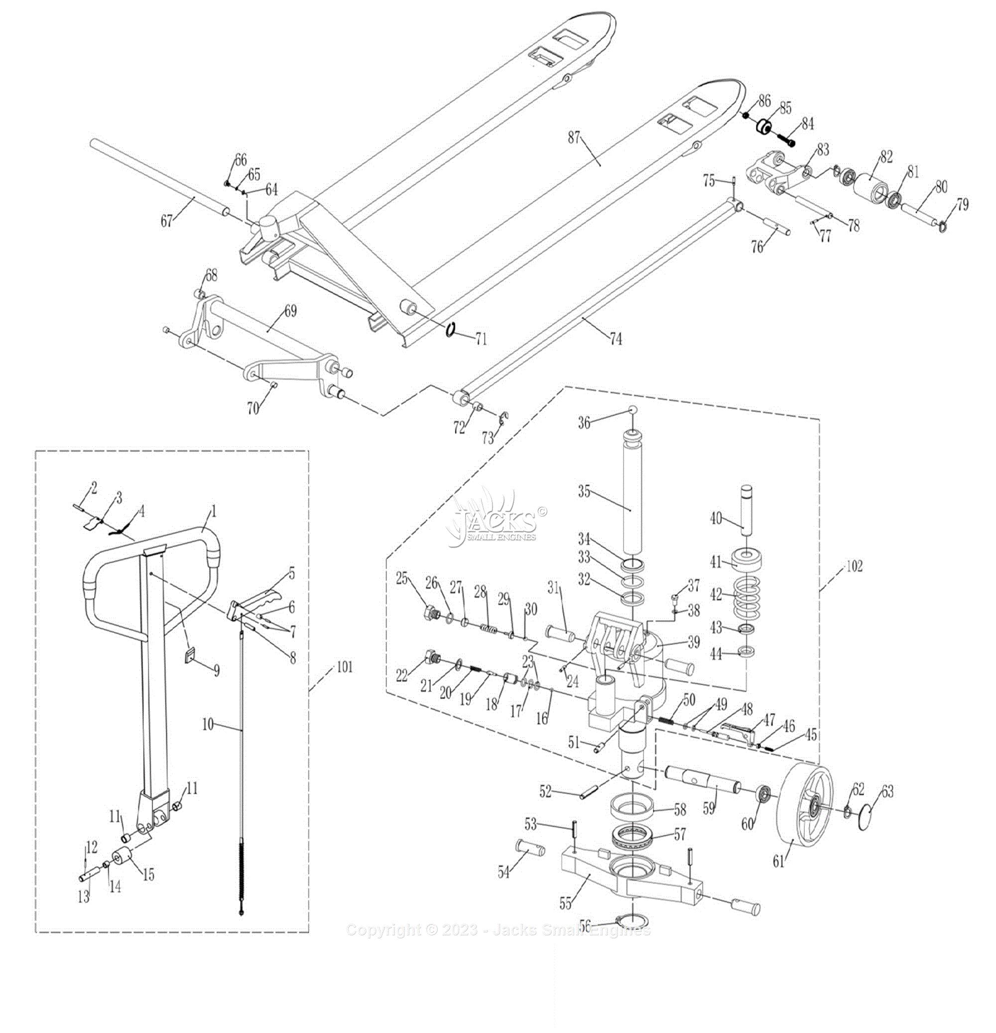 Jet Tools PTJ-B Series Pallet Trucks 161003 Parts Diagram for Parts ...