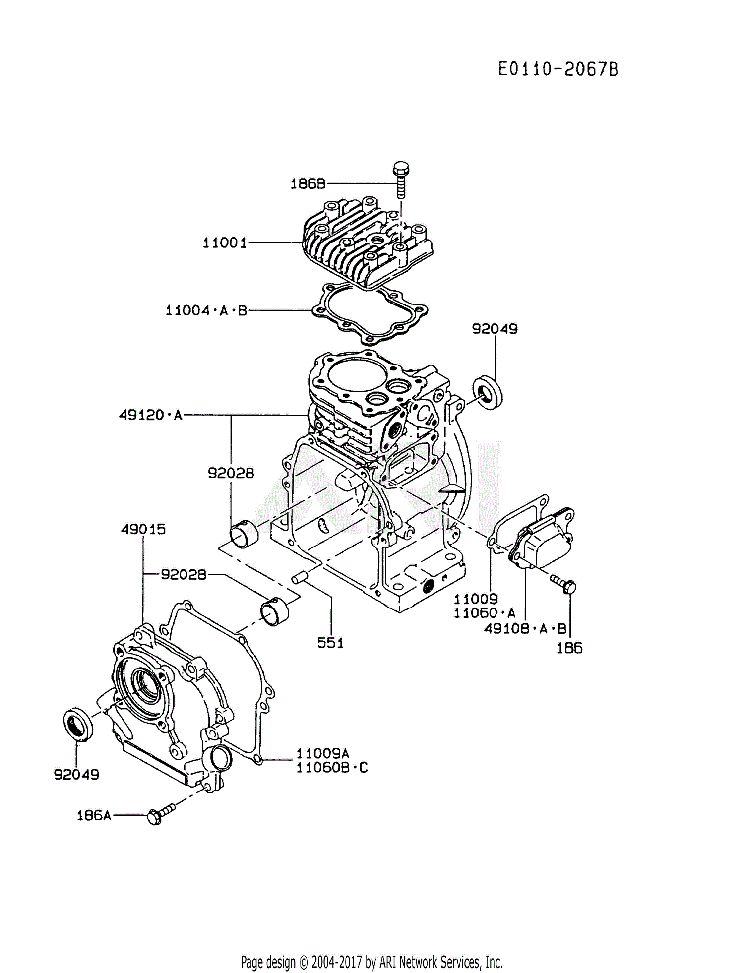 Kawasaki Fa076d-es04 4 Stroke Engine Fa076d Parts Diagram For Cylinder 