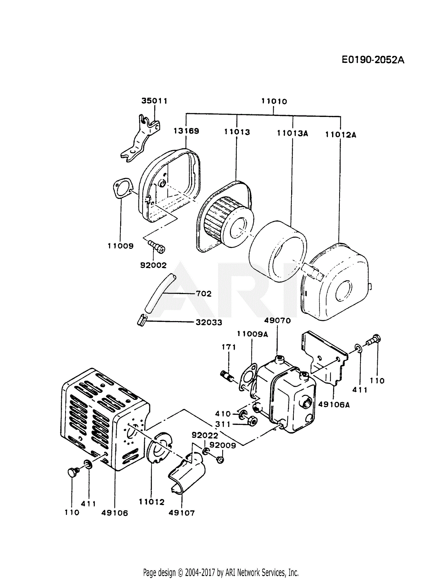 Kawasaki FA130D-AS21 4 Stroke Engine FA130D Parts Diagram for AIR ...