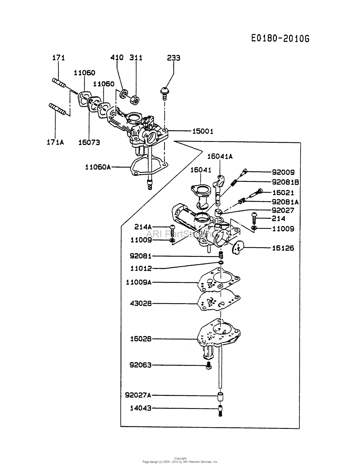 Tilhører sindsyg Moralsk uddannelse Kawasaki FA130D-BS19 4 Stroke Engine FA130D Parts Diagram for CARBURETOR