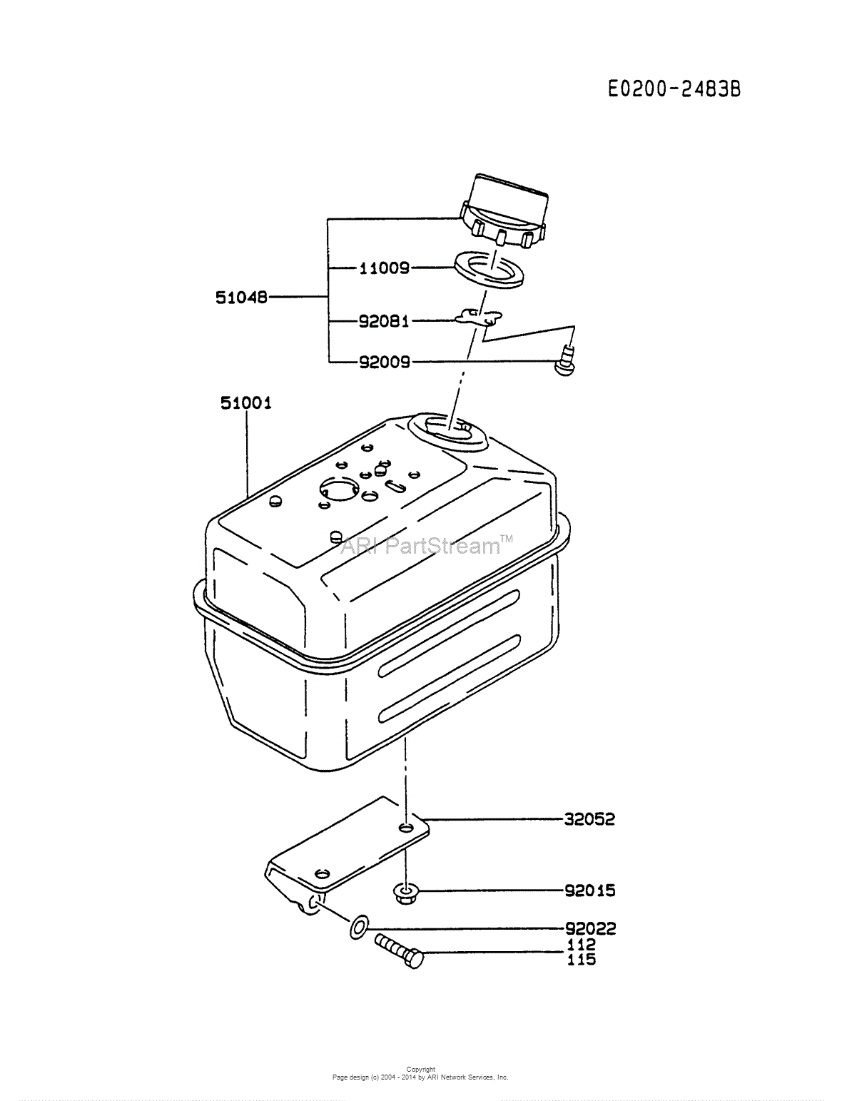 Kawasaki FA130D-BS19 4 Stroke Engine FA130D Parts Diagram for FUEL-TANK ...