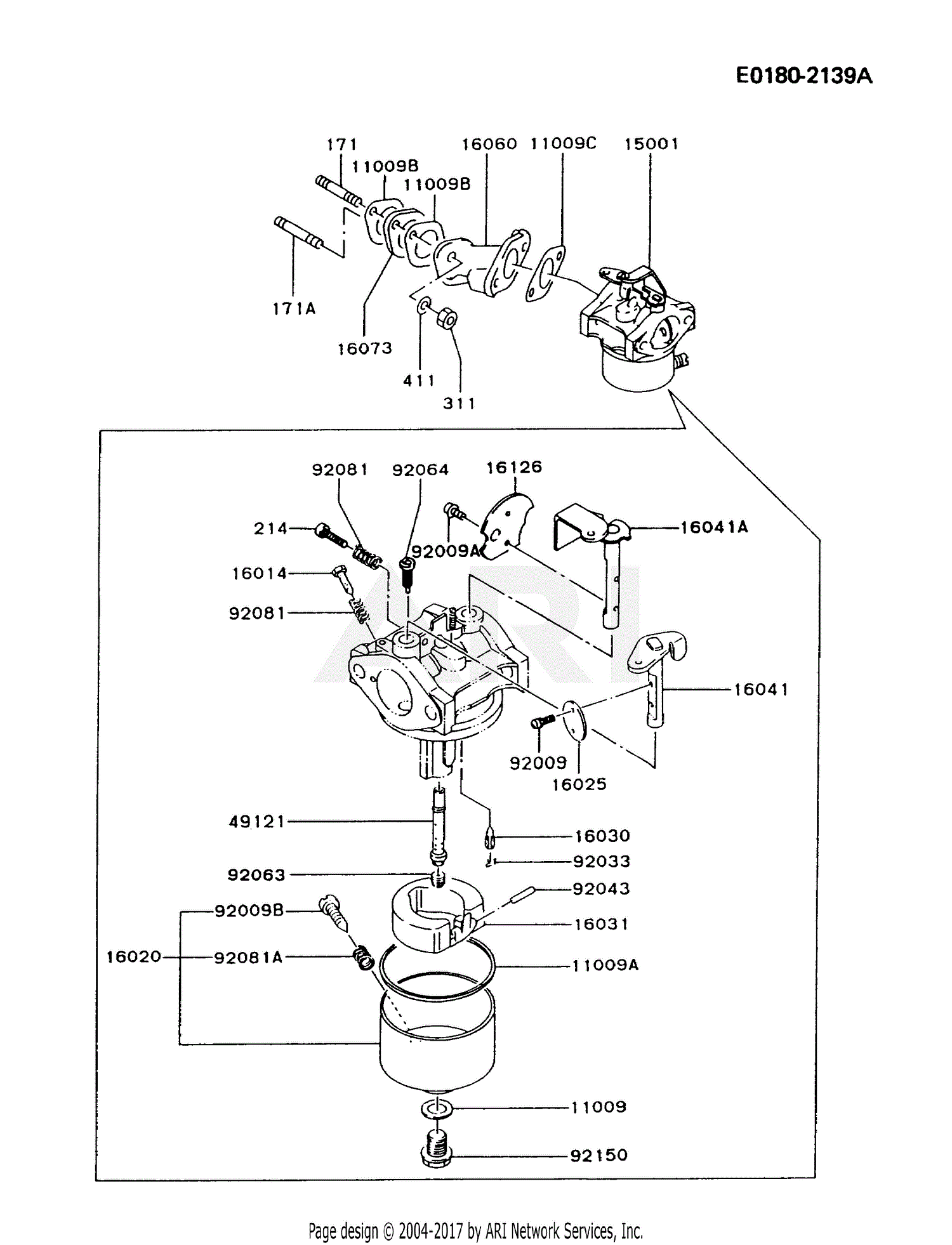 Kawasaki Stroke Engine FA210D Parts Diagram CARBURETOR