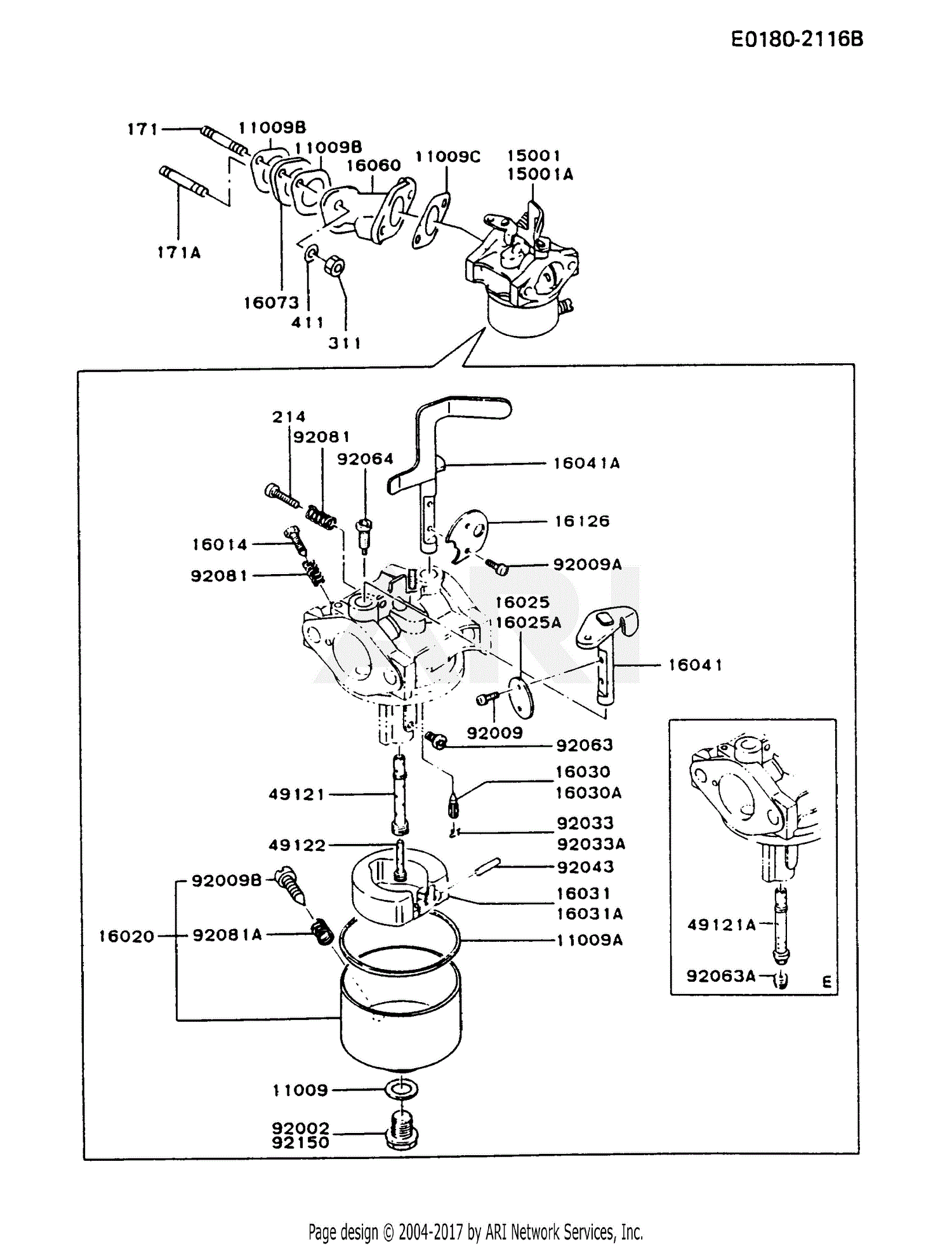 Kawasaki Stroke Engine Parts Diagram for CARBURETOR