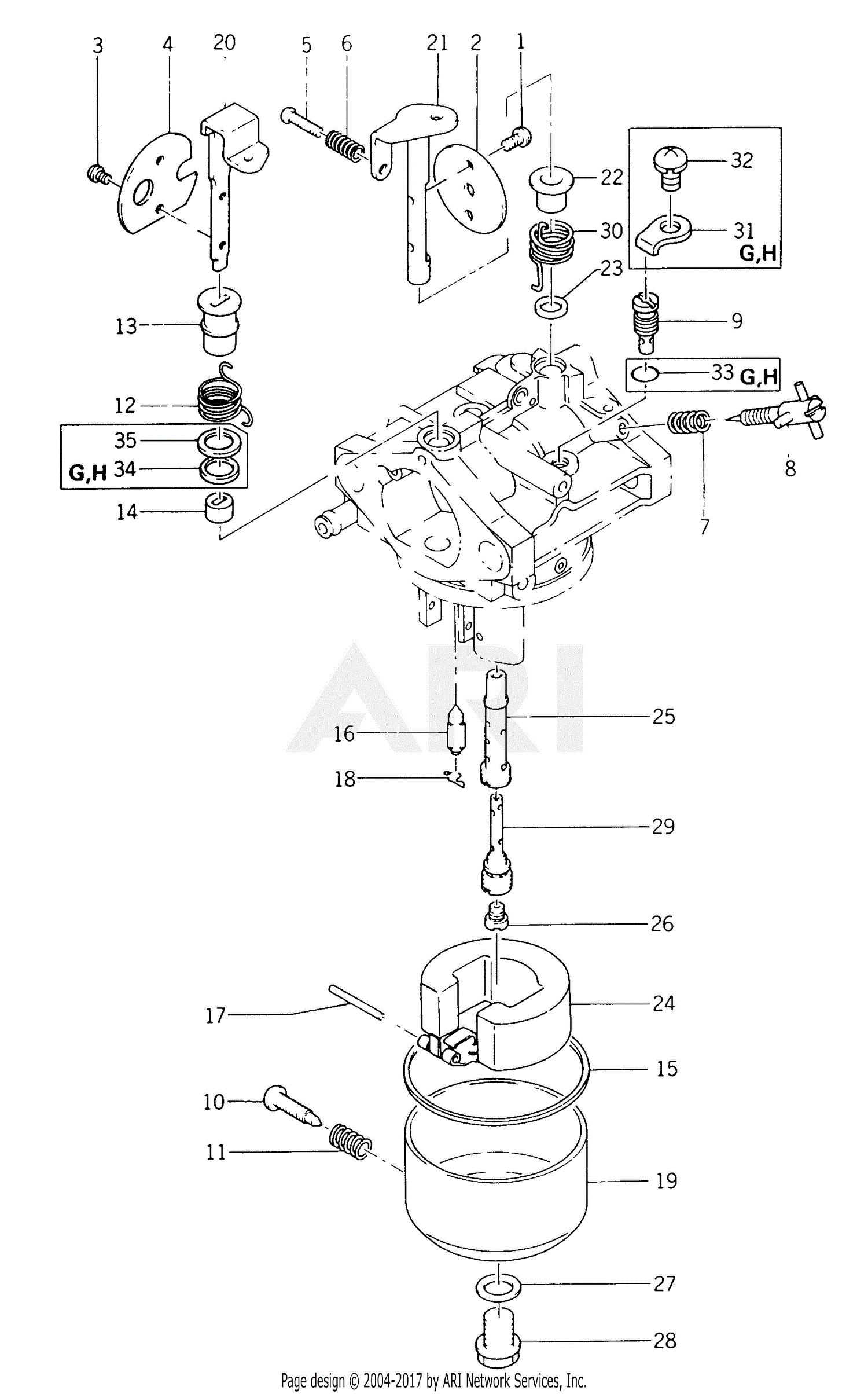 Kawasaki FB460V-CS01 4 Stroke Engine FB460V Parts Diagram for Carburetor