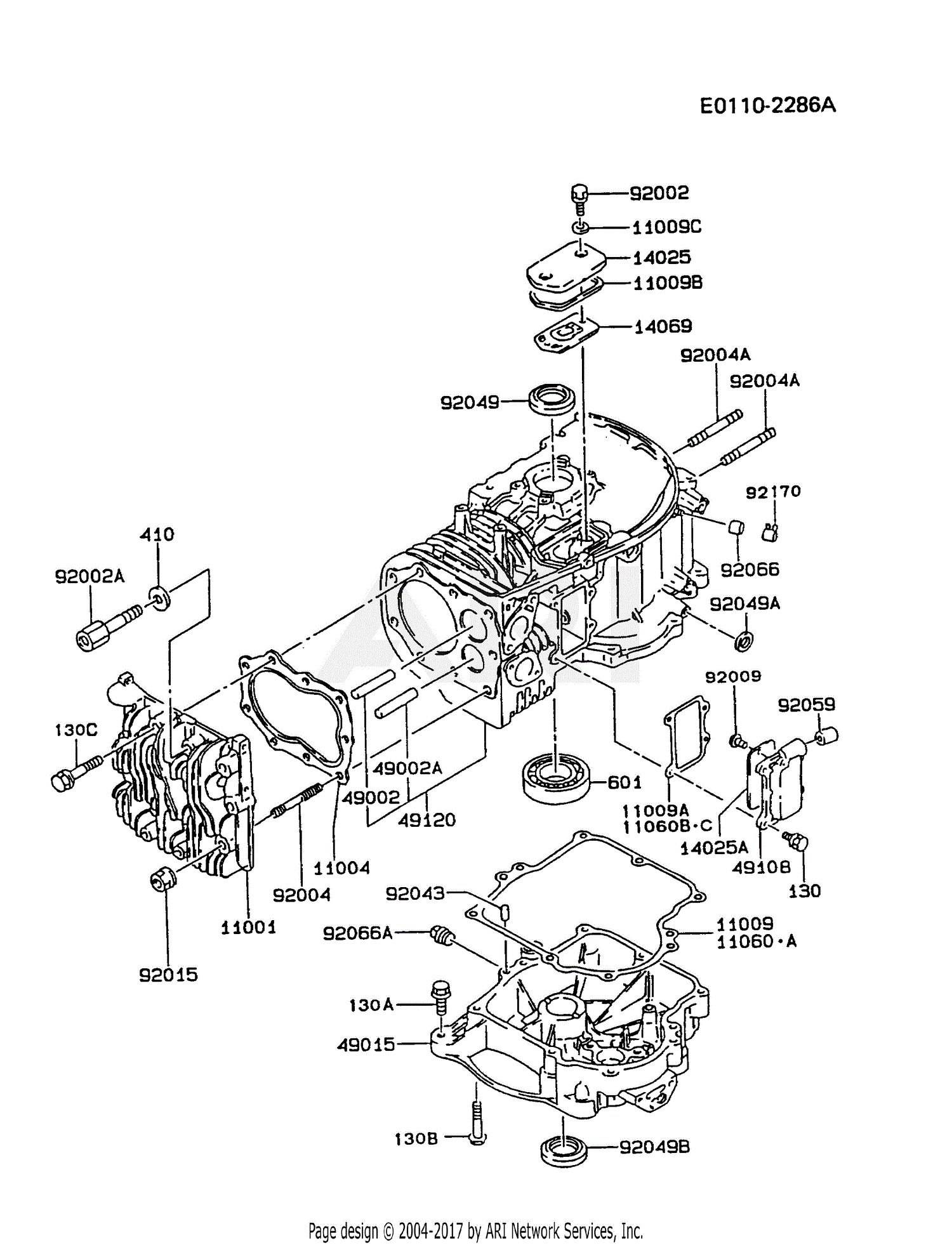 Kawasaki FB460V-CS12 4 Stroke Engine FB460V Parts Diagram for CYLINDER ...