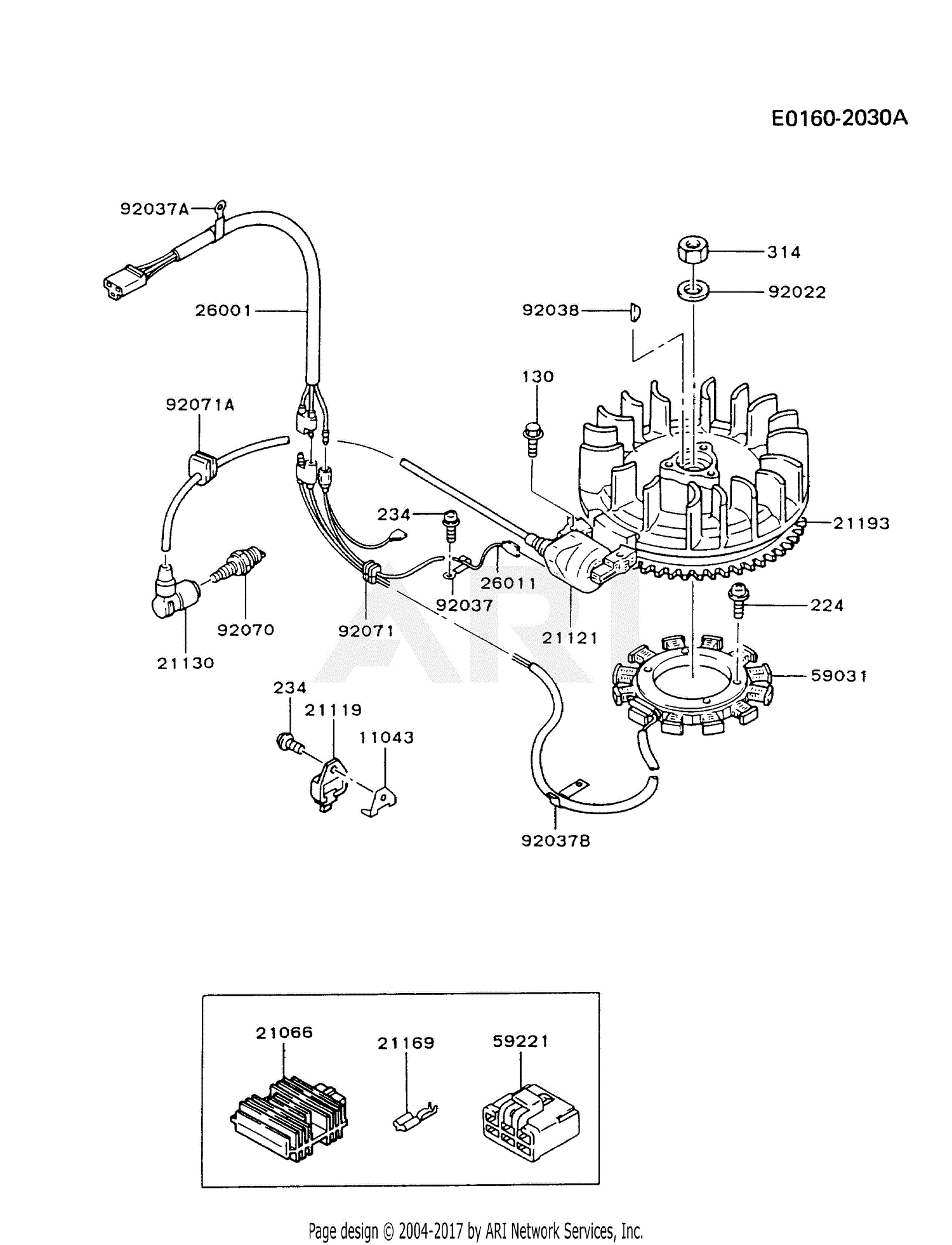 Kawasaki FB460V-FS03 4 Stroke Engine FB460V Parts Diagram for ELECTRIC