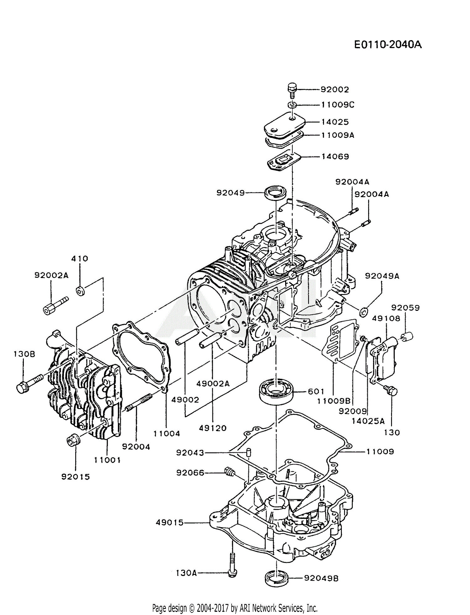 Kawasaki FB460V-HS04 4 Stroke Engine FB460V Parts Diagram for CYLINDER ...