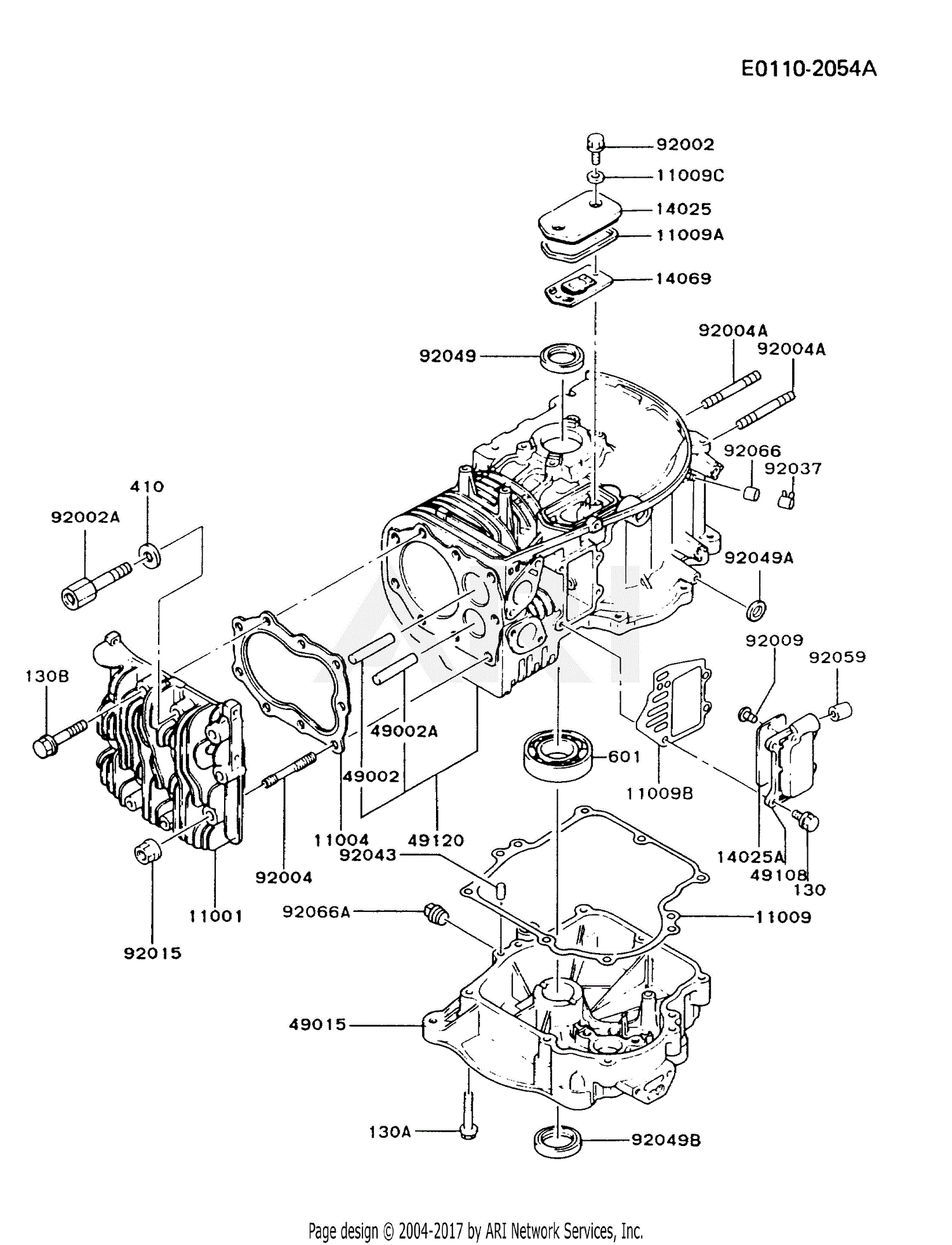 Kawasaki FB460V-JS05 4 Stroke Engine FB460V Parts Diagram for CYLINDER ...