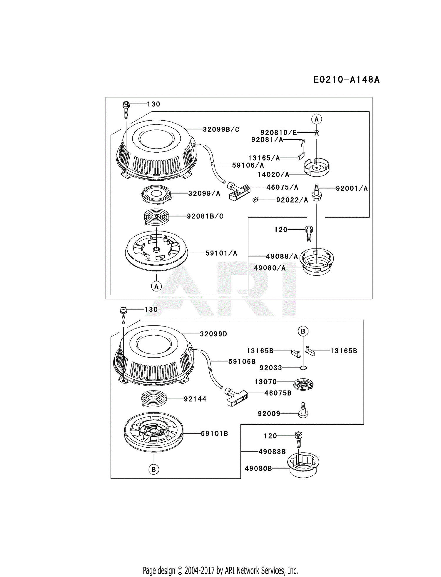 Kawasaki FB460V-MS14 4 Stroke Engine FB460V Parts Diagram for STARTER