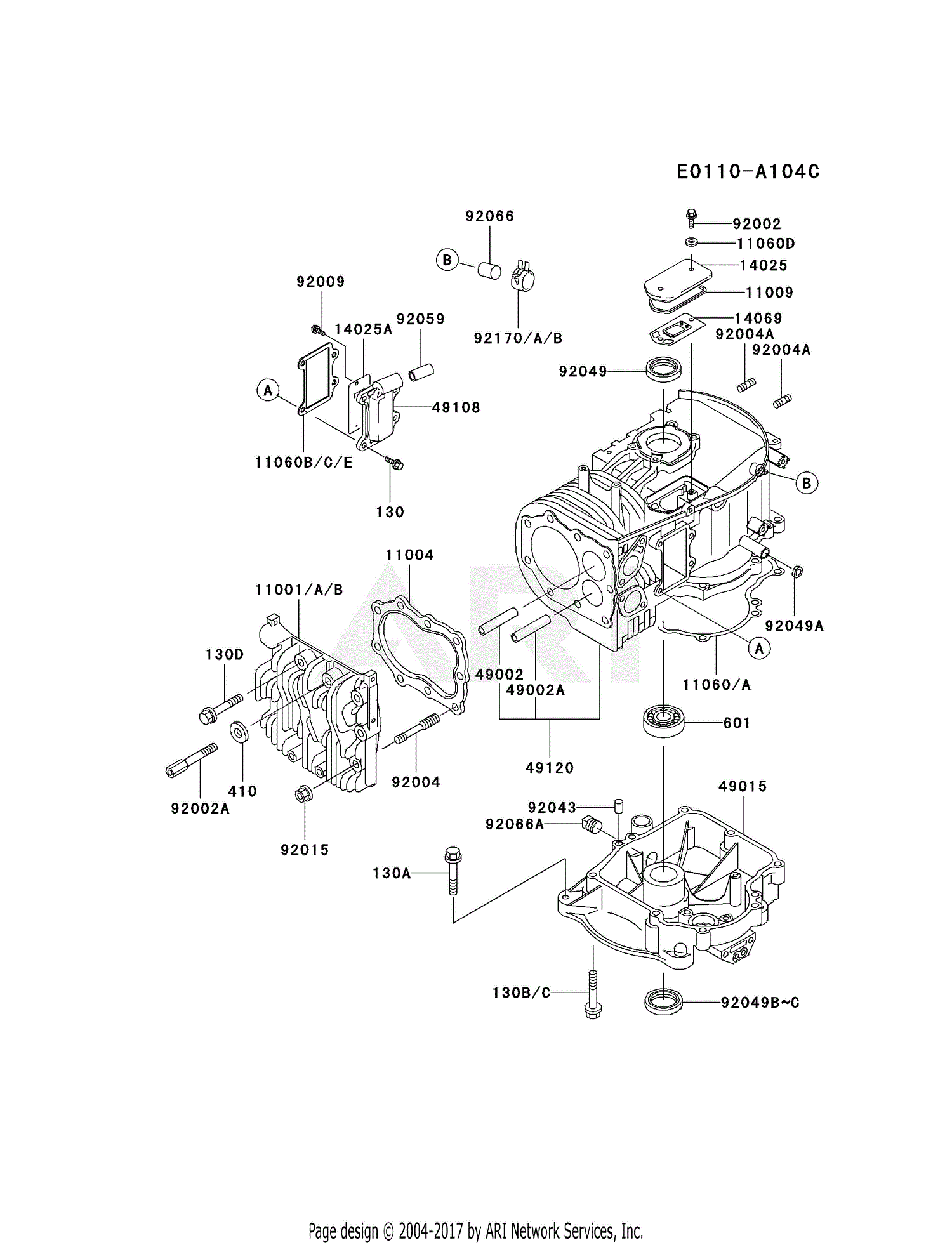 Kawasaki FB460V-RS01 4 Stroke Engine FB460V Parts Diagram for CYLINDER