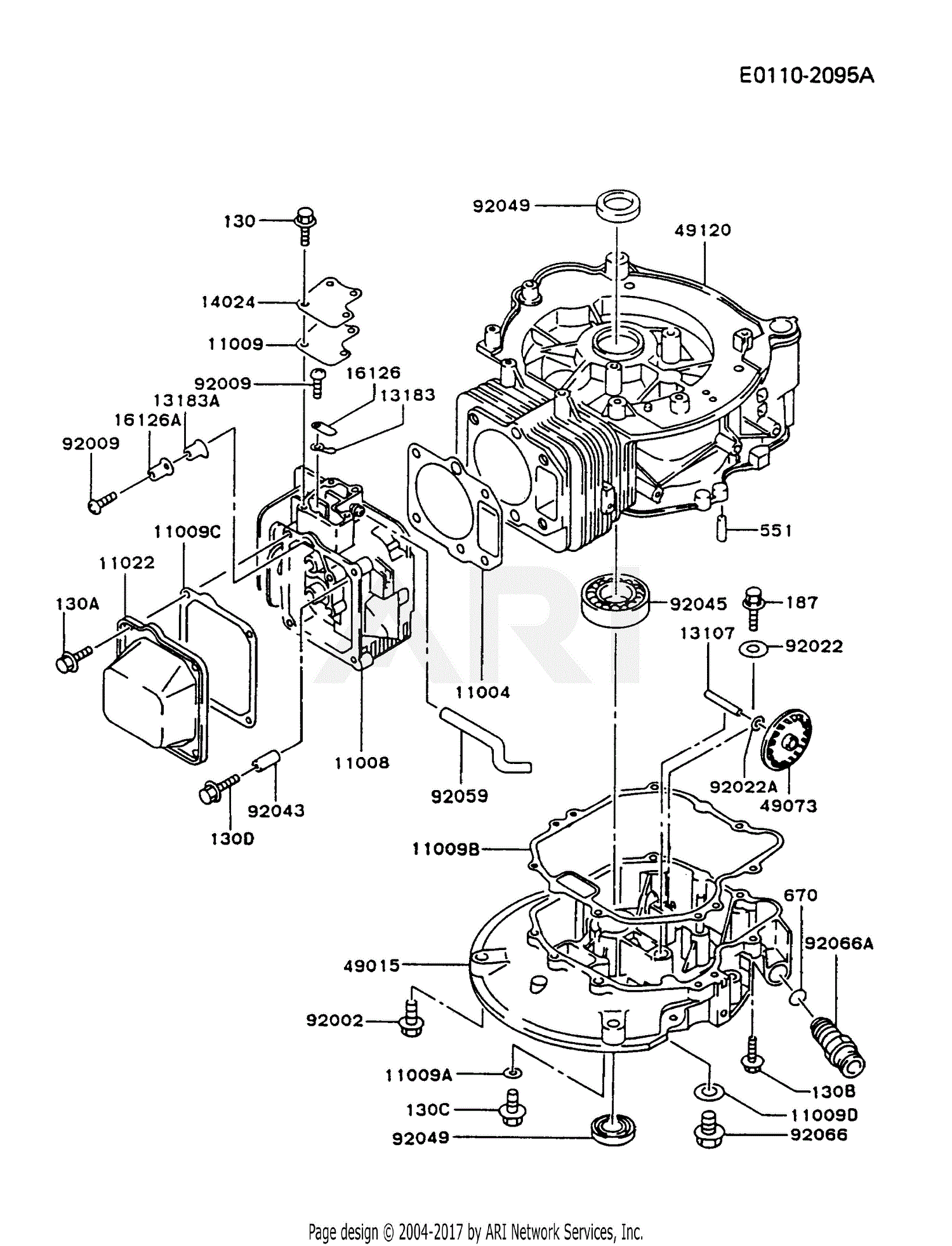 Kawasaki FC150V-AS03 4 Stroke Engine FC150V Parts Diagram for CYLINDER